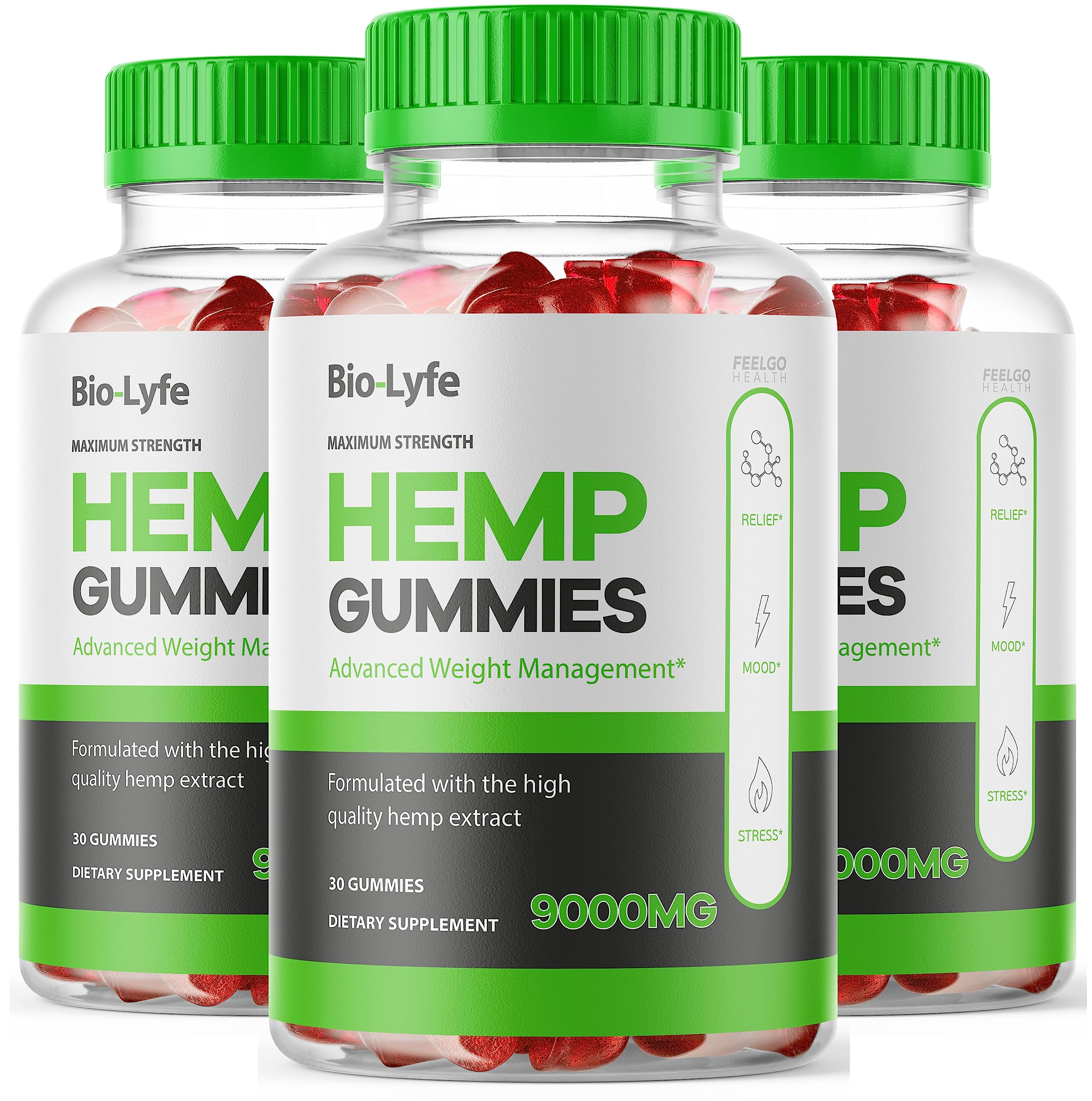 3 Pack - BioLyfe Hemp Gummies - Bio Lyfe Gummies 300mg Per Gummy, Bio-Lyfe Hemp Gummies, (90 Gummies for 3 Month)