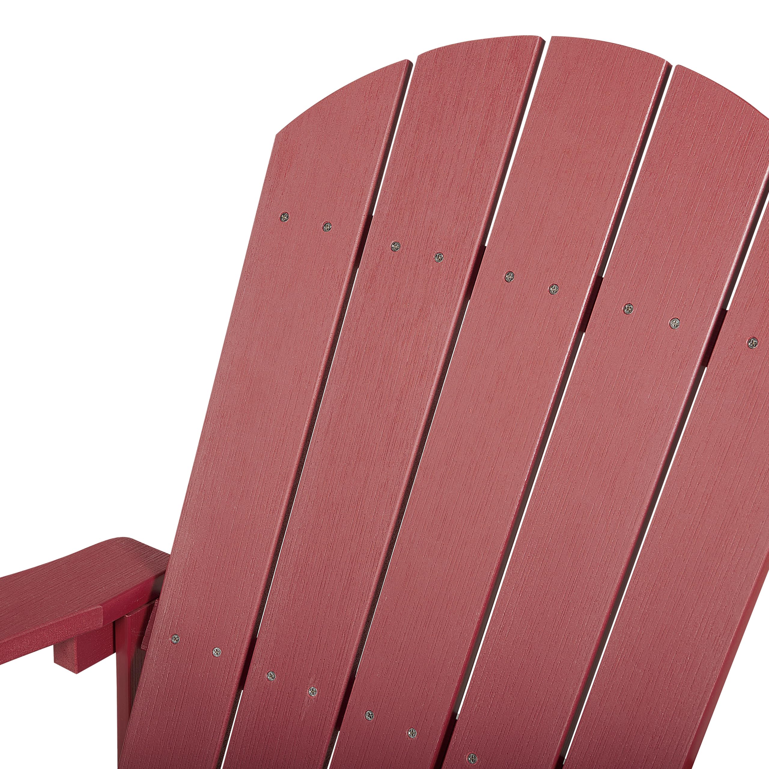 Beliani Silla Mecedora roja de Madera sintética Resistente a la Intemperie Estilo Moderno Adirondack