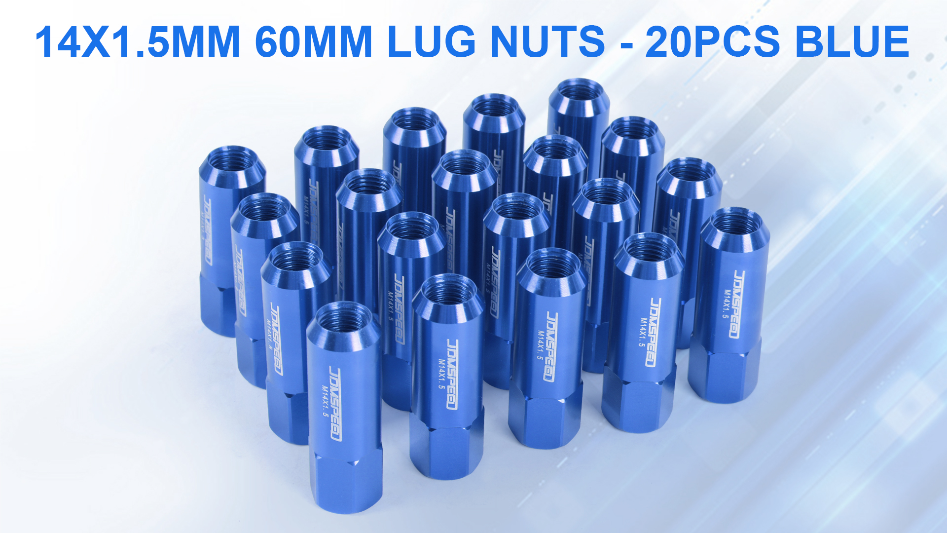 Image of JDMSPEED New Blue 20PCS M14X1.5 60MM Extended Forged Aluminum Tuner Racing Lug Nut