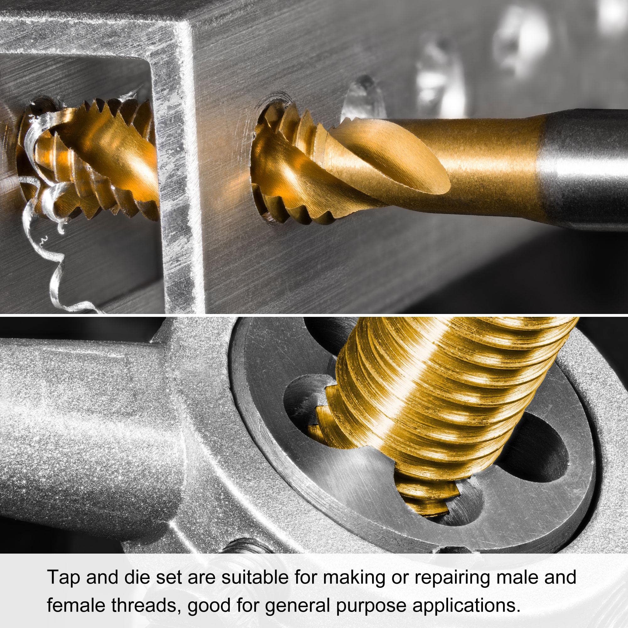 Sourcing Map M8 X 1.25mm Metric Left Hand Tap And Die Set, HSS Machine Thread Screw Tap With Alloy Tool Steel Round Threading Die - View #5