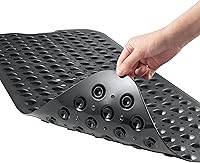 Vista 21 de YINENN Tapete de ducha para bañera de 40 x 16 pulgadas, antideslizante y extragrande, tapete para bañera con ventosas, lavable a máquina, con Verde