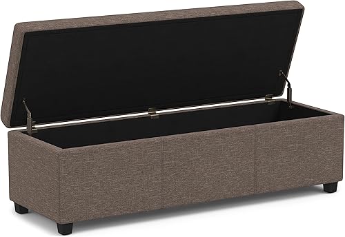 Miniatura 323 de Otomana rectangular de almacenamiento de cuero sintético Simpli Home Avalon., Cuero, Marrón Azul,Marrón Chocolate,Cloud gris,Gris oscuro,Azul