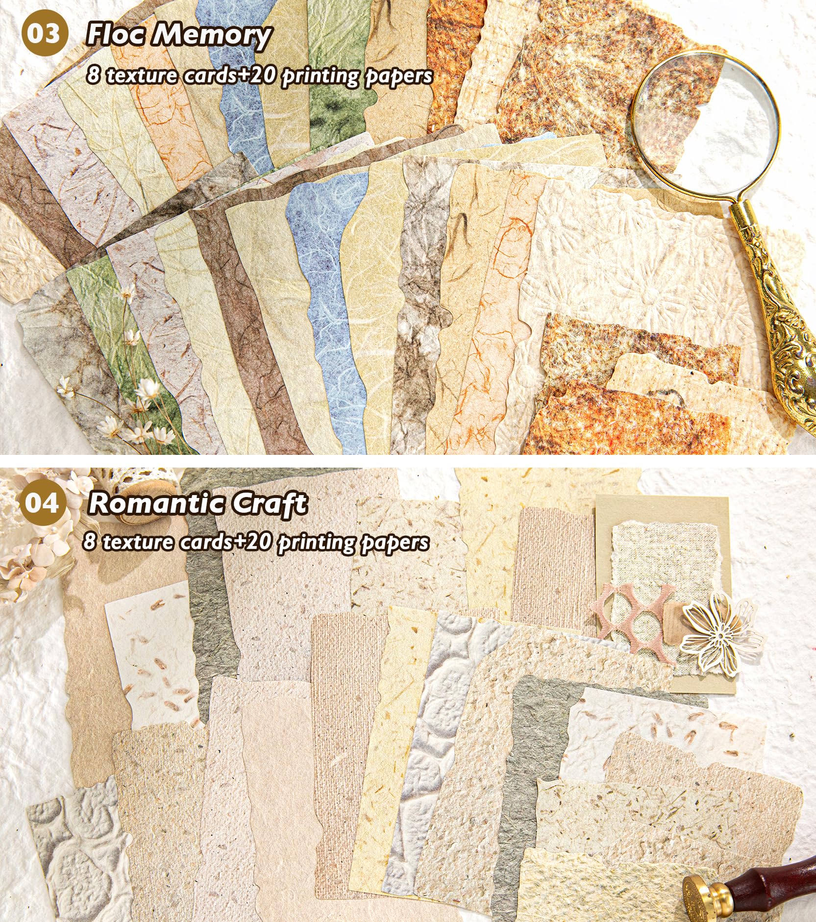 168Pcs Scrapbook Paper - 6 pack Embossed Textured&Printing Craft Paper Assorted Special Cards Mix for Scrapbooking Junk Journal Journaling Supplies DIY Materials (Textured paper mix)