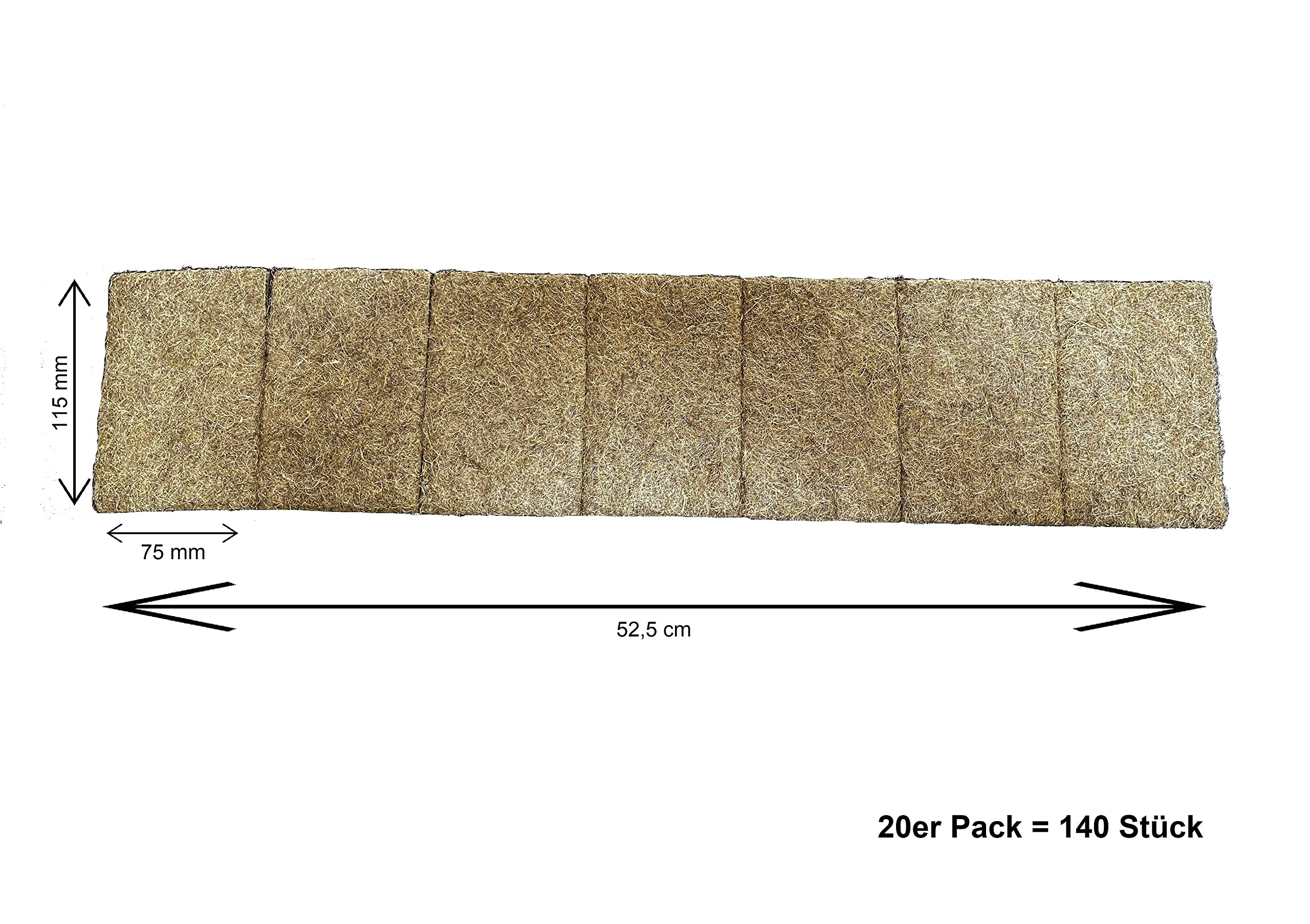 Anzuchtmatte aus 100% Hanf, 115x75 mm, 1cm dick, 7er Kette, 20er Pack, Gesamtstückzahll: 140 Stück (0,41€/Stück) für Tray 1020
