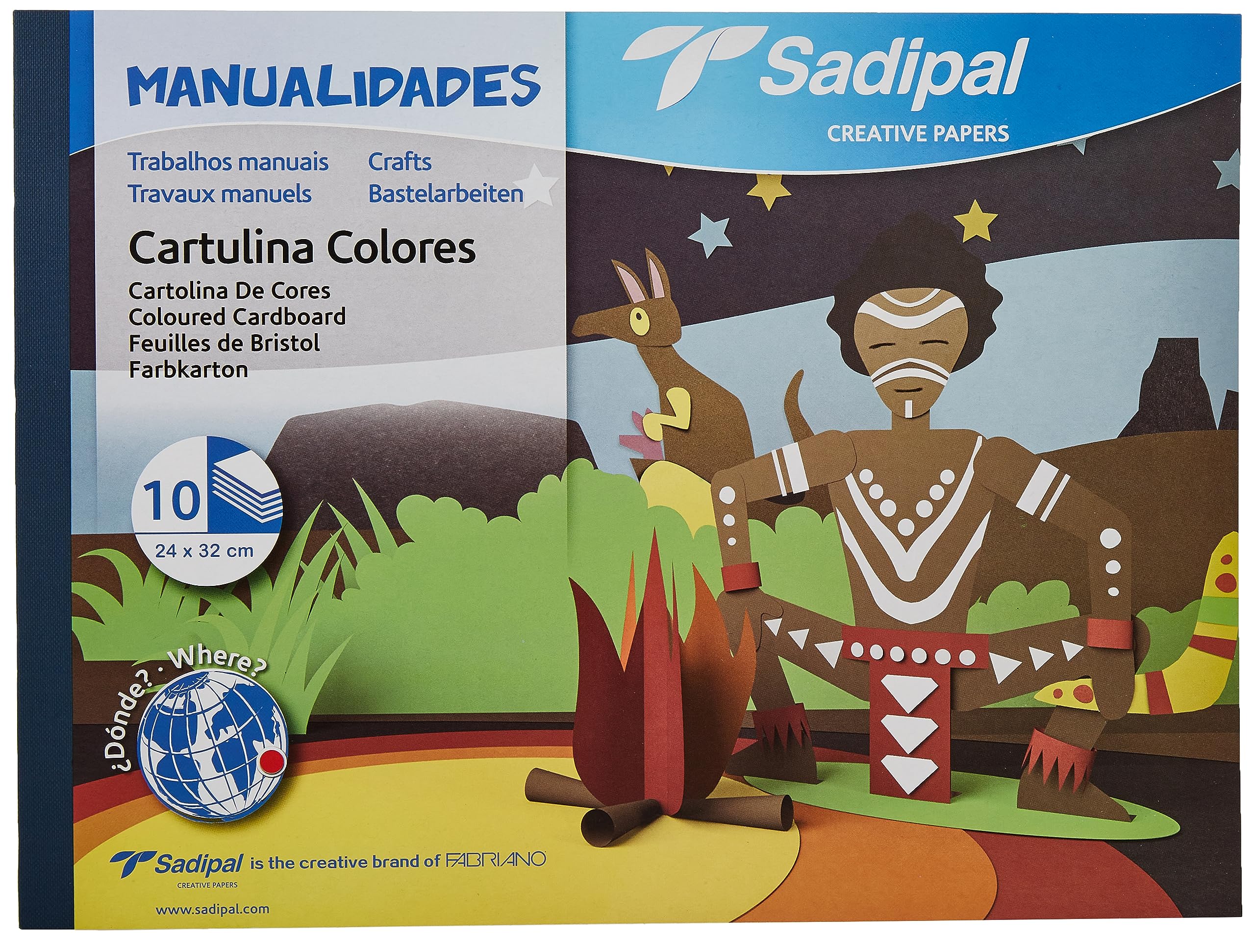 SADIPAL ASSORTED COLOURED CARDBOARD SHEET 32X24CM 10SHEETS