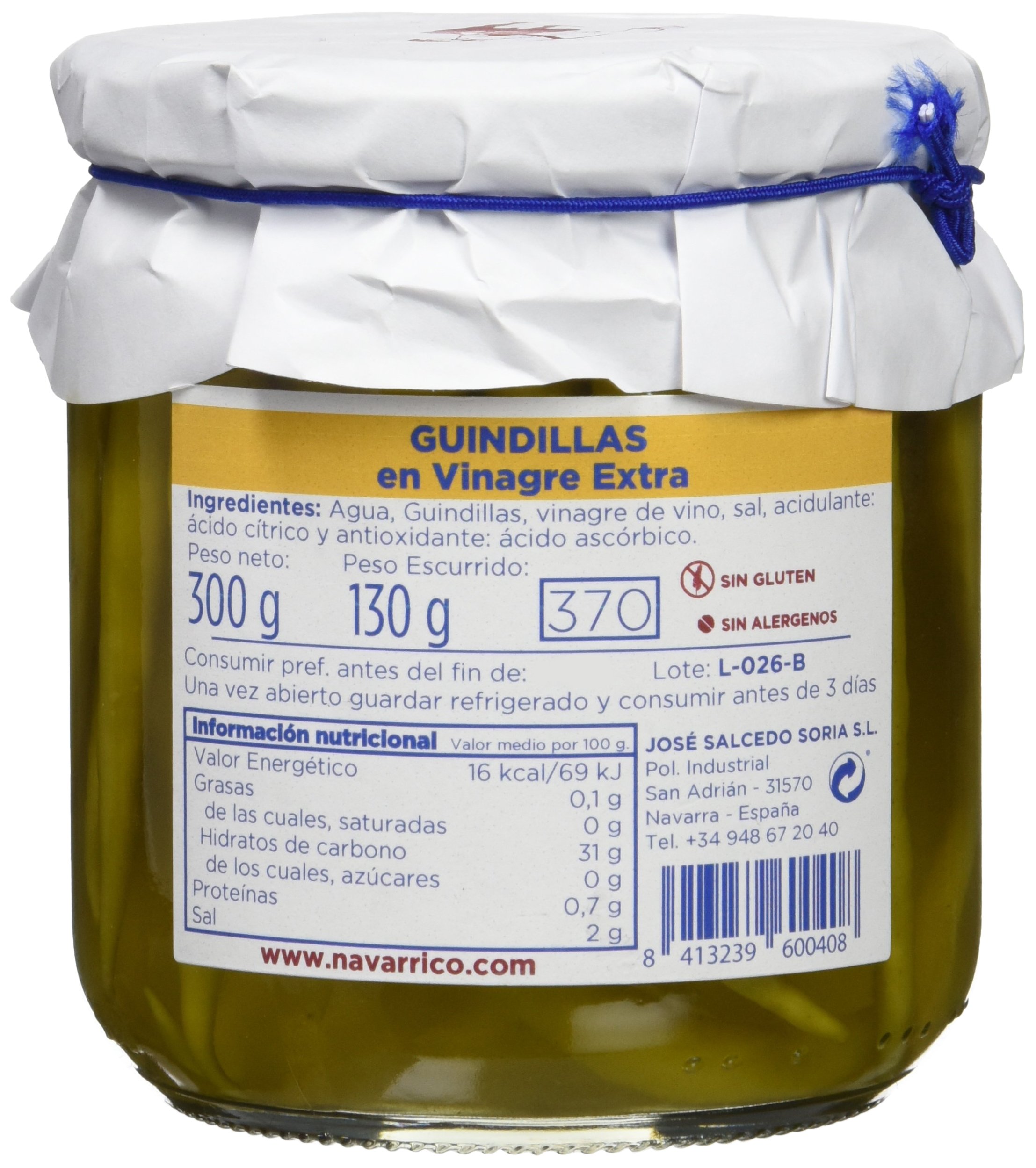 El Navarrico Guindillas en Vinagre Extra - Paquete de 3 x 300 gr - Total: 900 gr
