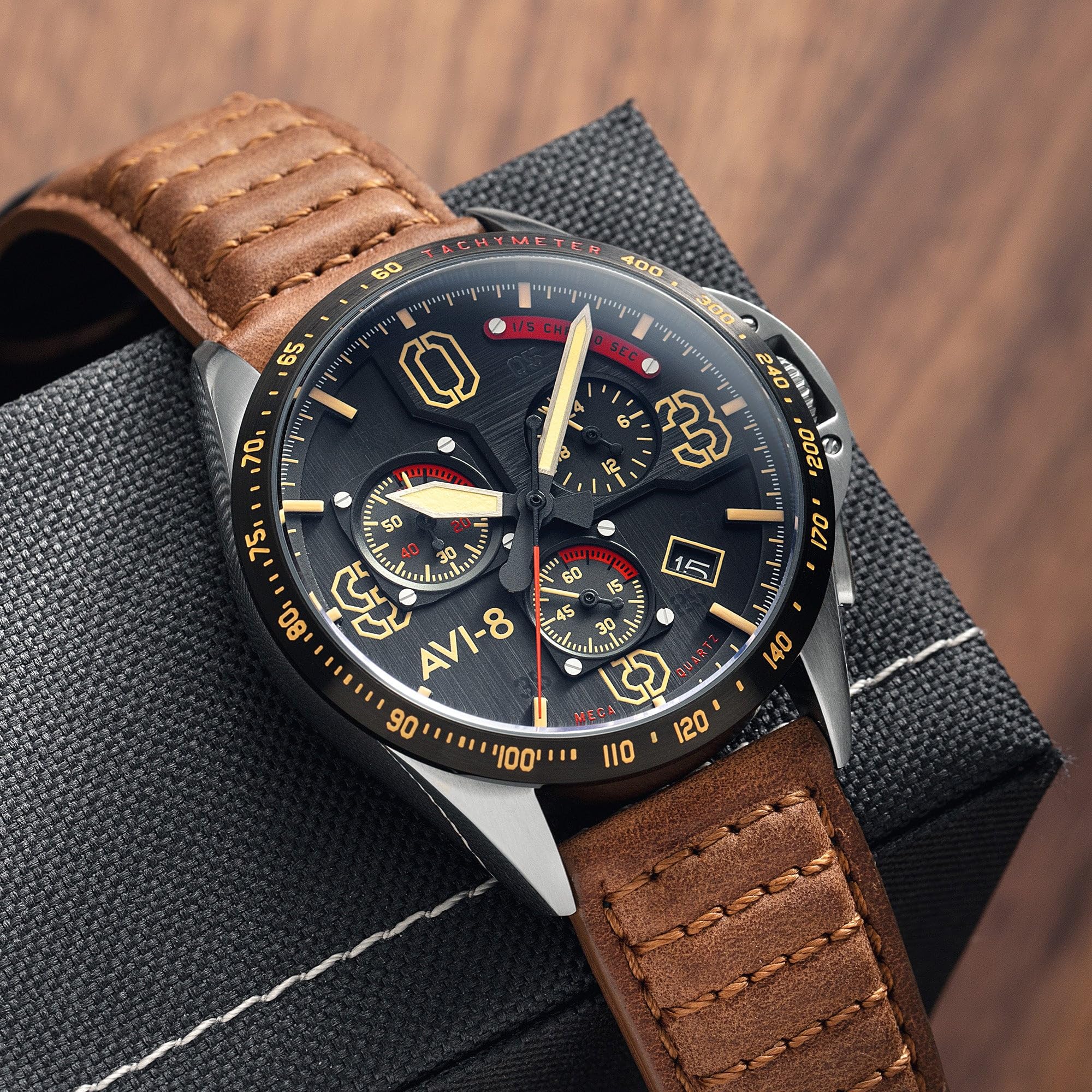 AVI-8 Męski 43 mm P-51 Mustang Blakeslee Japoński chronograf Meca-kwarcowy zegarek pilotażowy ze skórzanym lub nierdzewnym paskiem AV-4077