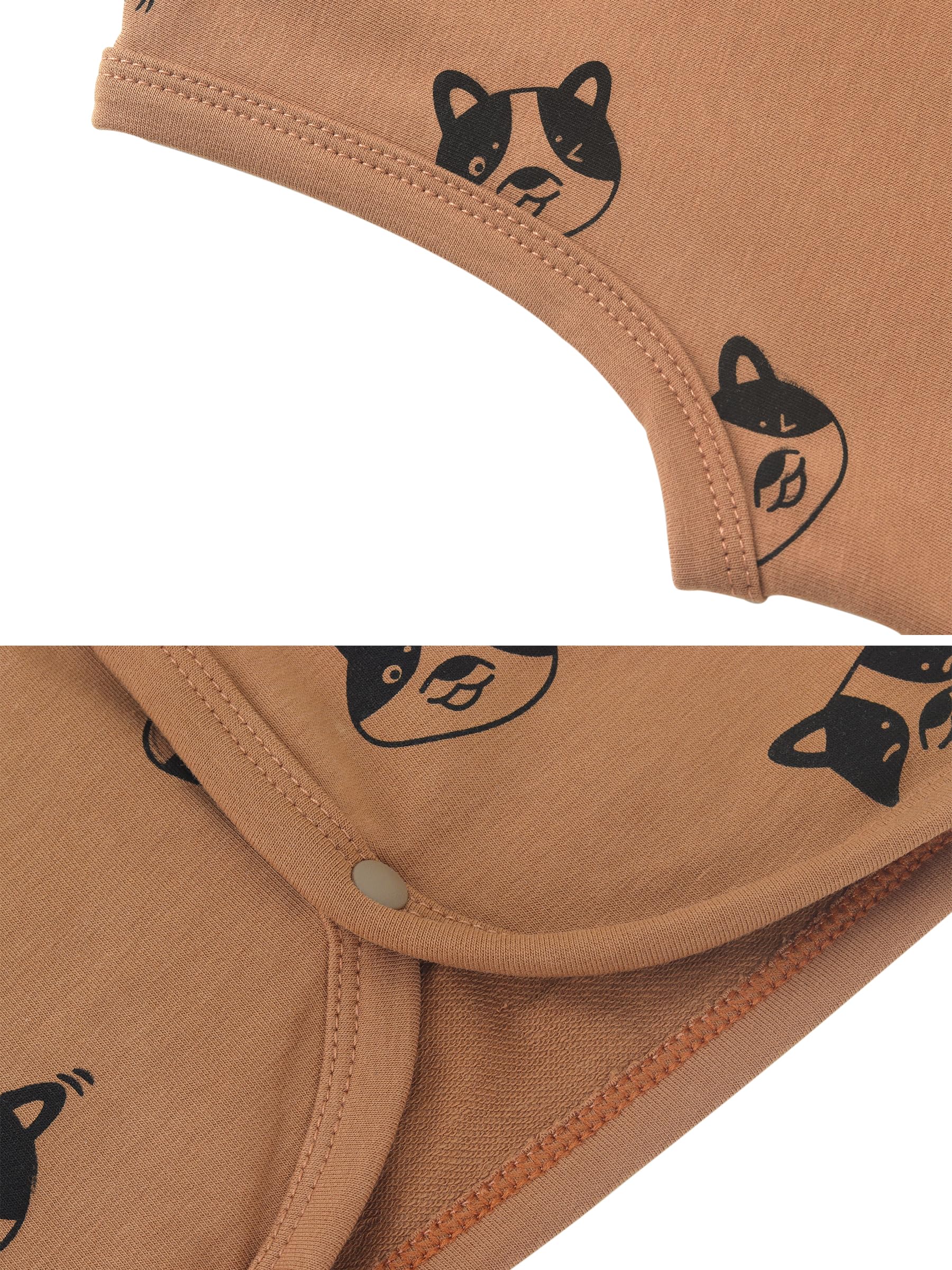 BéBé Enfant Mignon sans Manche Veste Fille Garçon Automne Col en V Motif Bouledogue Gilet Haut 0-5 Ans