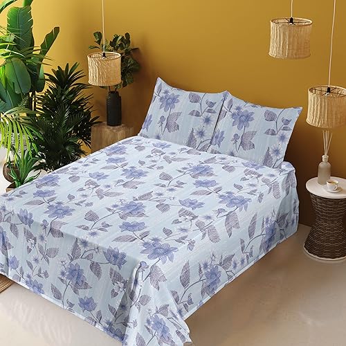 Miniatura 8 de Ambesonne Leaf Print Sheet Set, Watercolor Effect Ornament of Minimal Branches and Leaves Nature Art, Fitted and Flat Sheet with Pillowcases Bedding