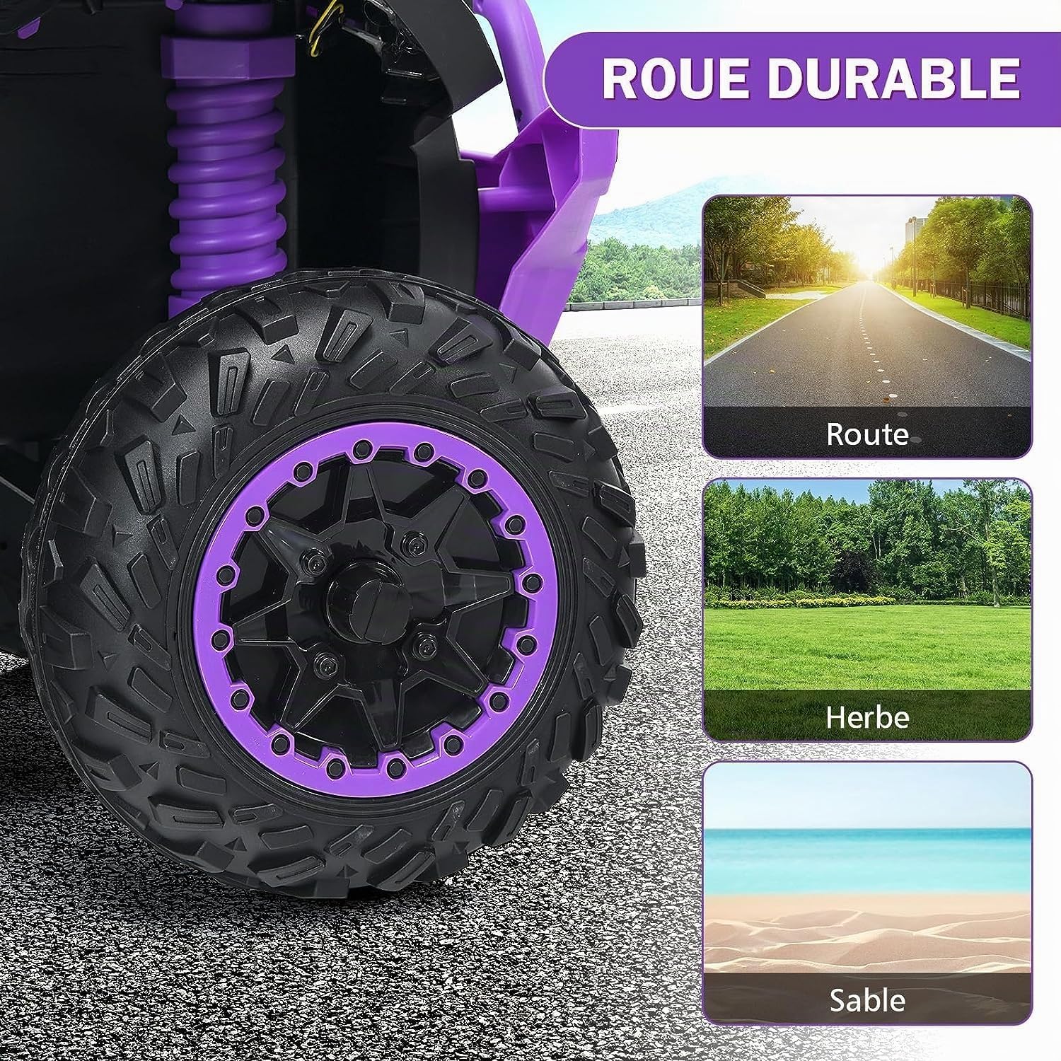 GOPLUS Quad 4x4 Électrique avec 2 Vitesses Réglables, Voiture Électrique Enfant 1 Place avec Lumières LED & Musique, pour Tout-Petit 3-8 Ans (Violet)