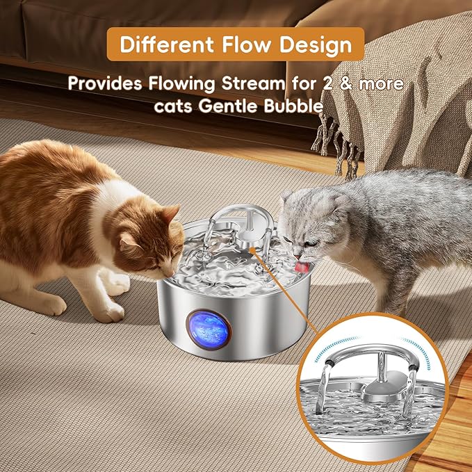 Fuente de Agua para Gatos Tomxcute Acero Inoxidable 3.2L miniatura 4