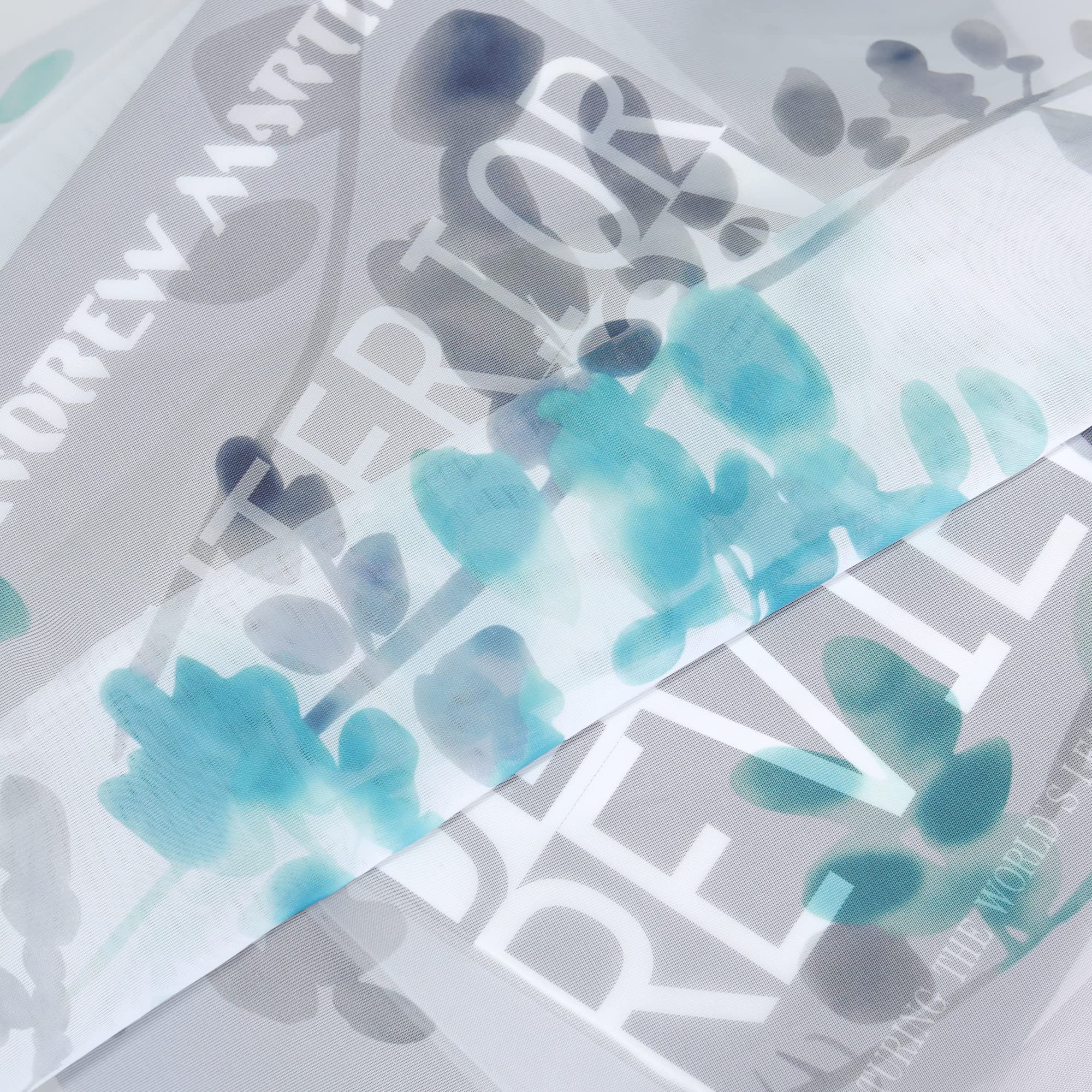 ESLIR Schiebegardinen Voile Flächenvorhänge Set 2er Gardinen mit Klettband Schiebevorhang Transparent Vorhang mit Blätter Muster Grün BxH 57x245cm 2 Stück