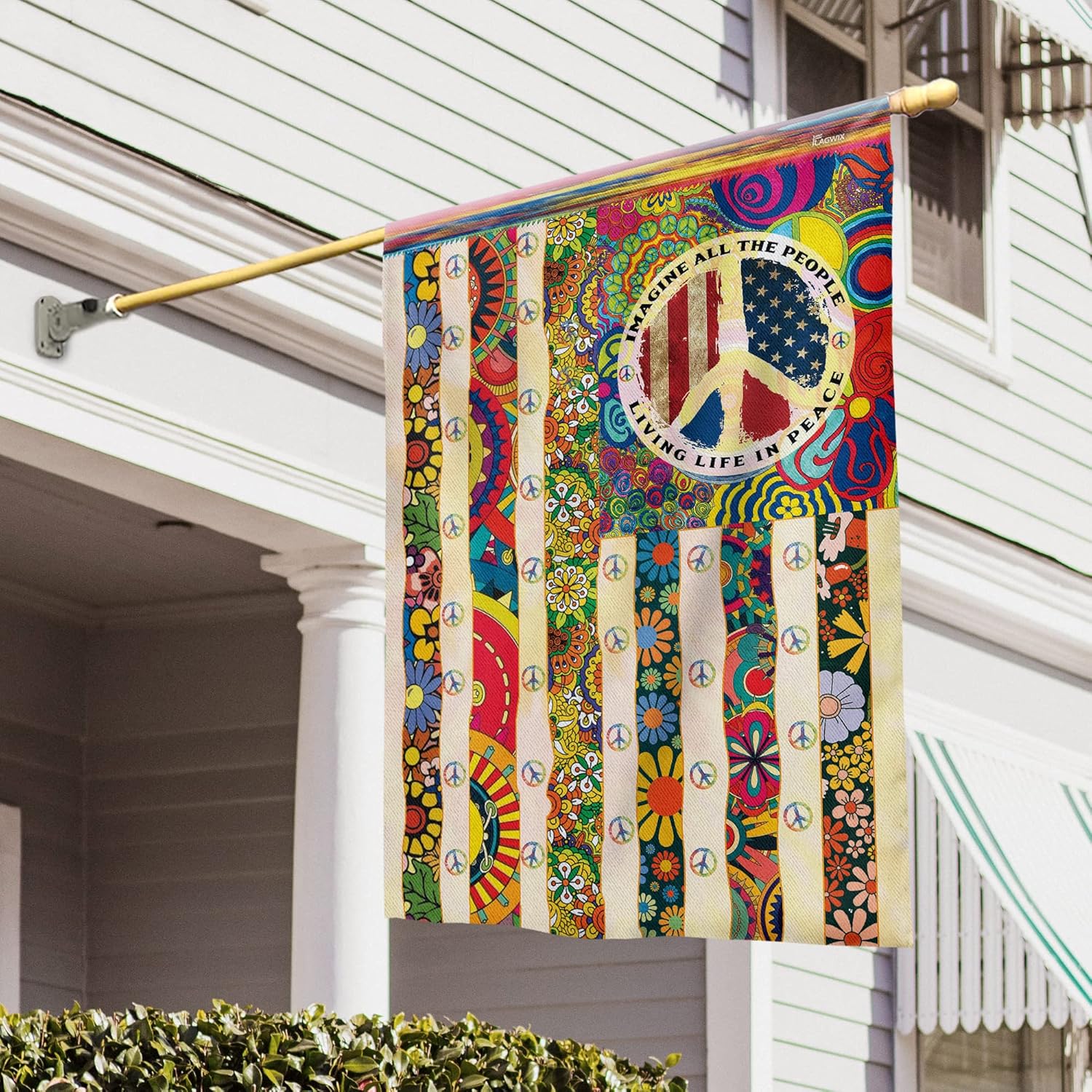Peace Hippie Flag - Decorations For Home, Outside, House Flag 30x40, People Living Life In Peace Hippie Flag - USA House Garden Flags - Decorative Outdoor Flags House Flag (29.5" x 39.5") Life in Peace