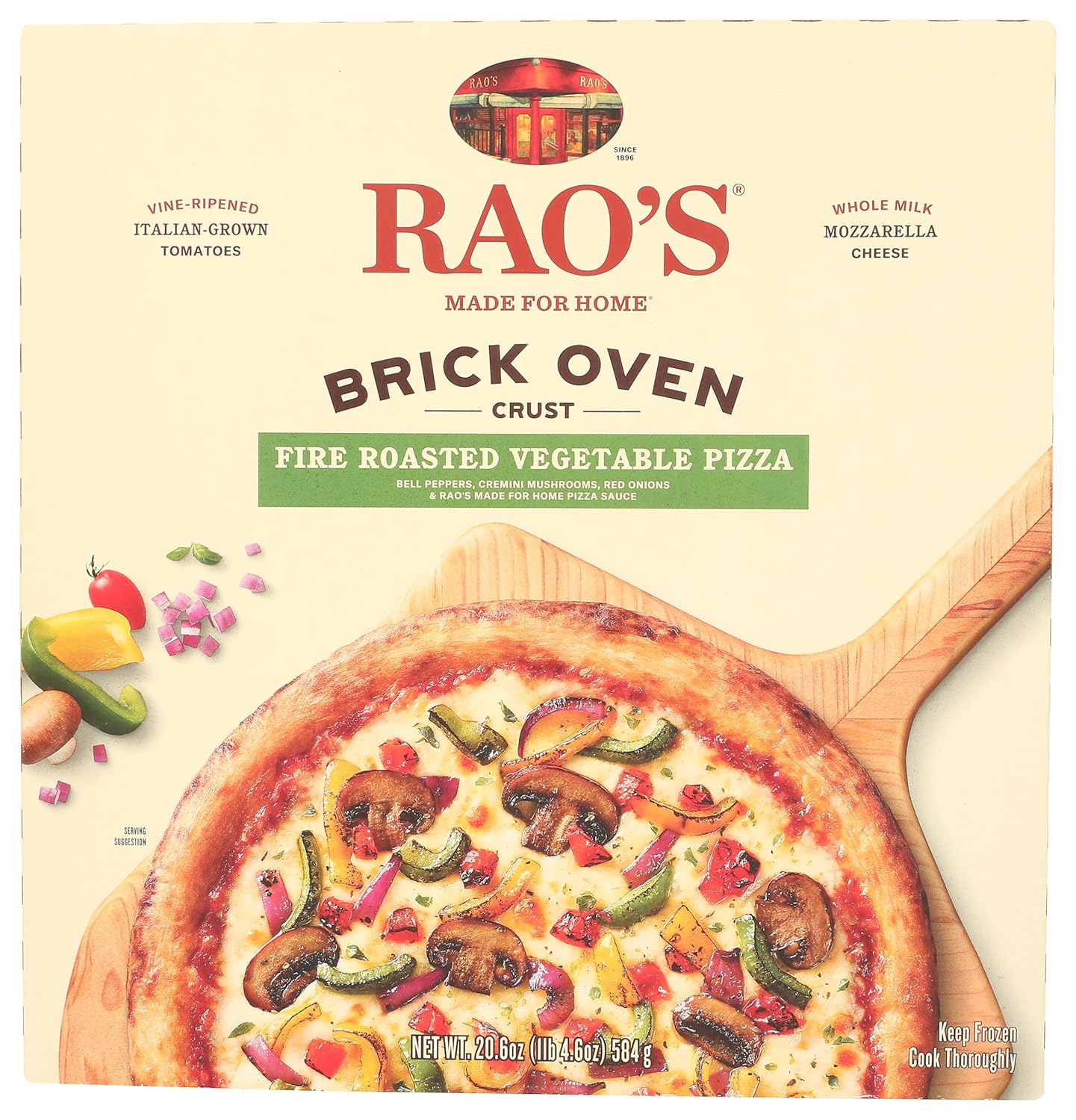 Rao's Homemade Fire Roasted Vegetable Frozen Pizza - Brick Oven Crust, Premium Mozzarella, Cremini Mushrooms & Peppers