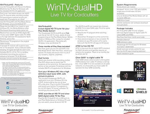 Miniatura 6 de Hauppauge 1657 WinTV-dualHD Cordcutter Dual USB 2.0 Sintonizador de TV para Nvidia Shield y PC con Windows