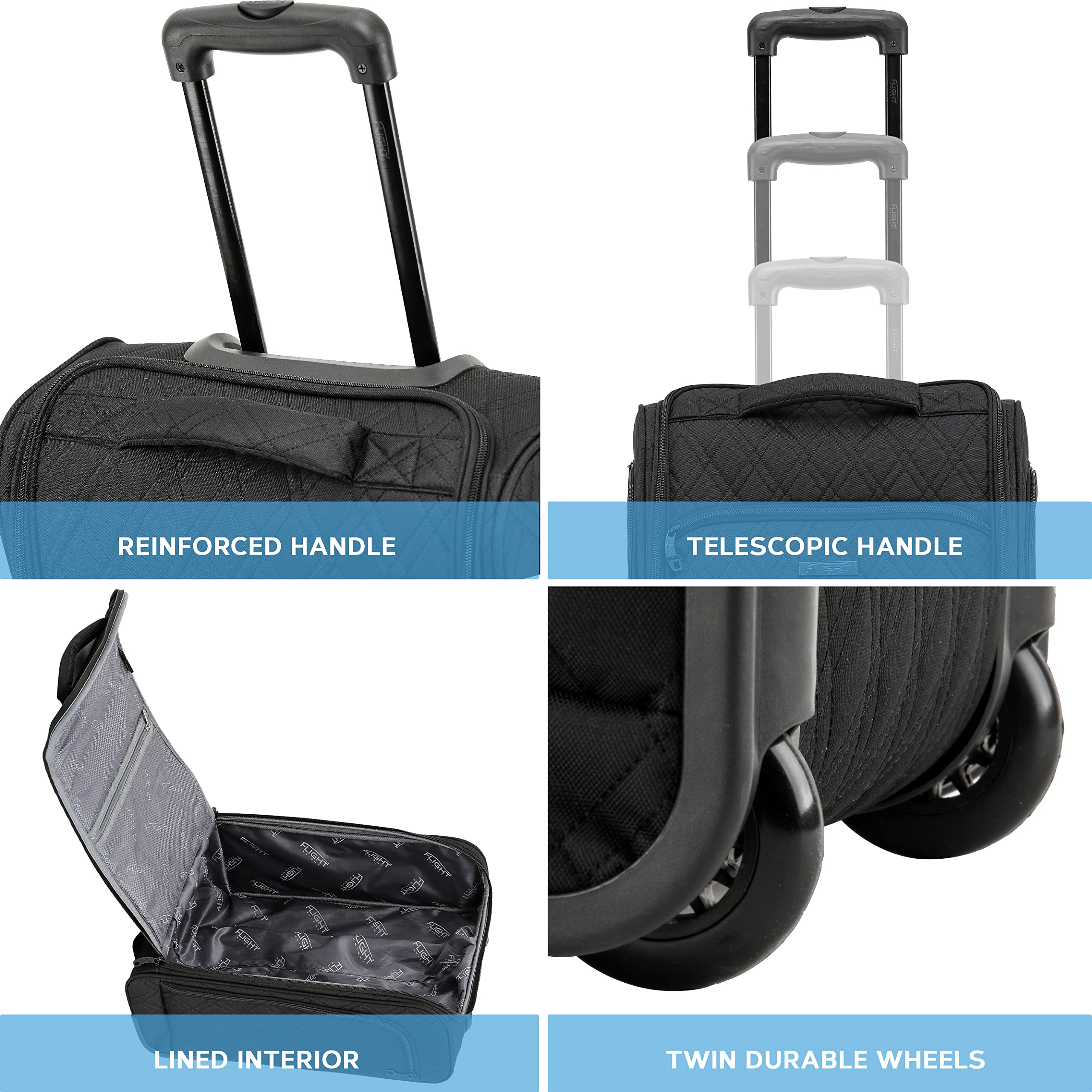 Flight Knight 55x40x20cm Ryanair Maximum Size Carry On Priority Hand Luggage Case Approved & Tested - 2 Wheels - Ultra Lightweight Durable Soft Case Textile Cabin Suitcase