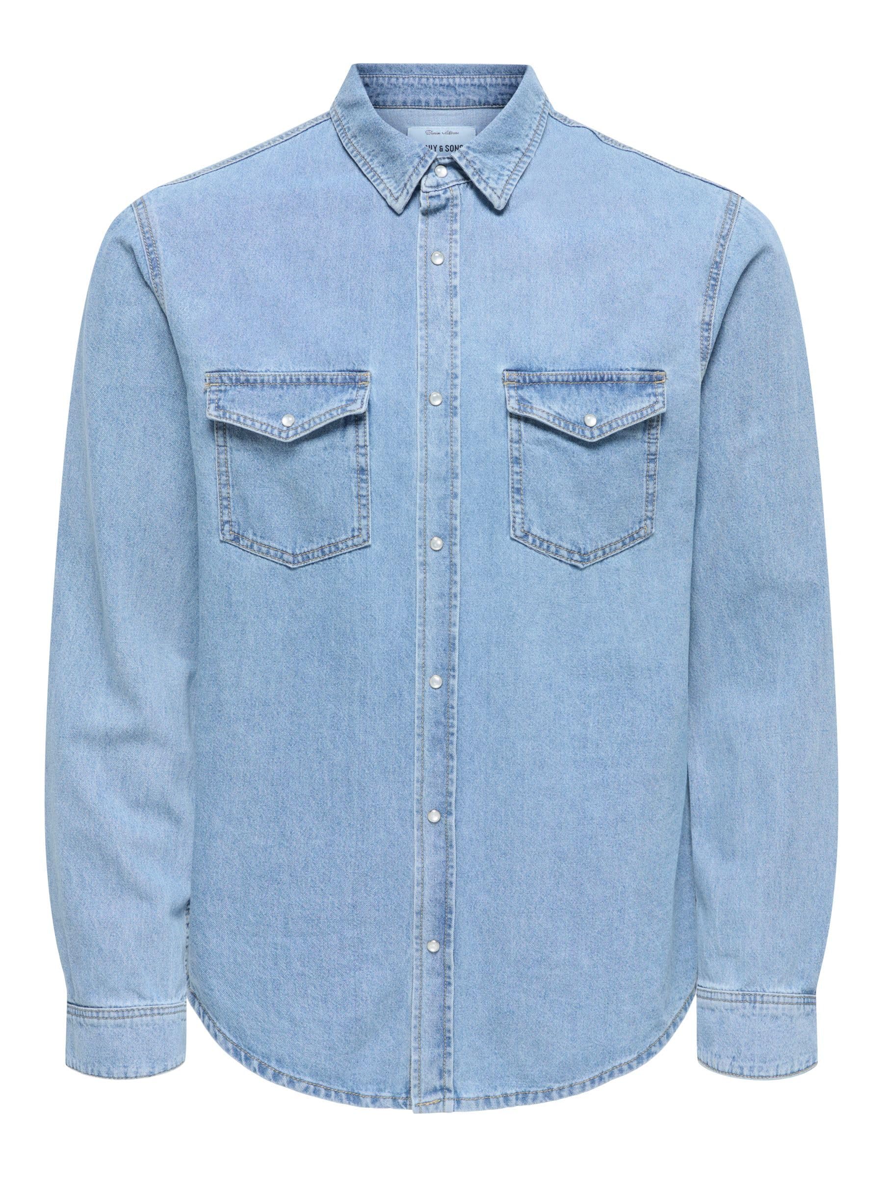 ONLY & SONS ONSBANE Denim 3247 DNM Shirt Noos, Camisa Hombre, Medium Blue Denim,