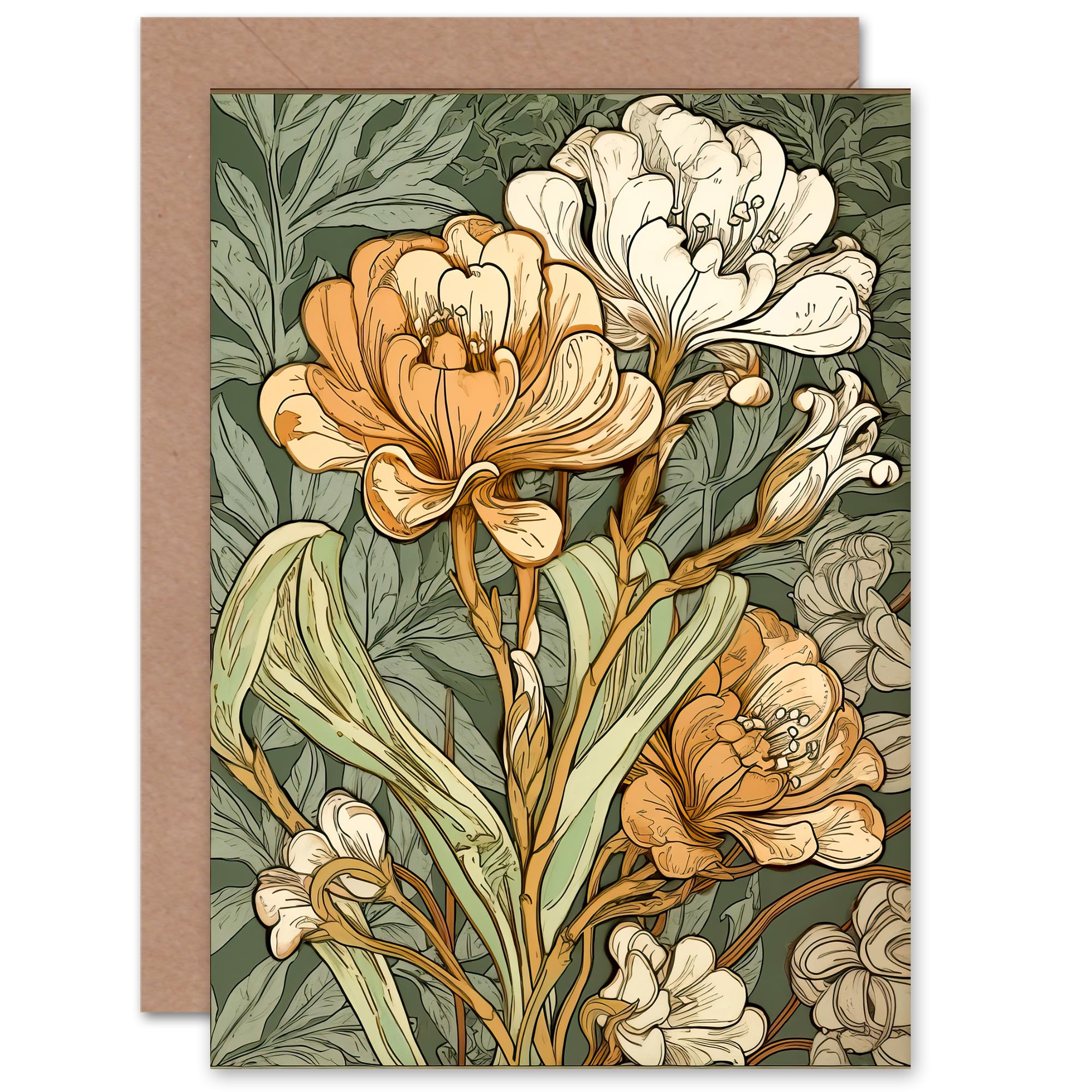 Artery8 Freesia Flower Blooms for Wife Her Mum Sister Daughter Mom Gran Nan Birthday Thank You Congratulations Blank Art Greeting Card