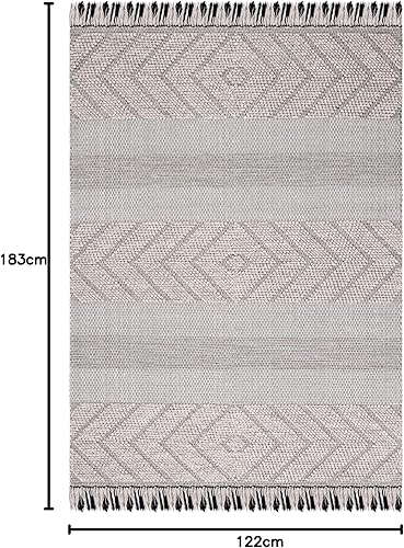 Miniatura 9 de SAFAVIEH Vermont Collection - Alfombra de área de 8 x 10 pies, color beige y marfil, hecha a mano de lana con flecos, ideal para zonas de alto