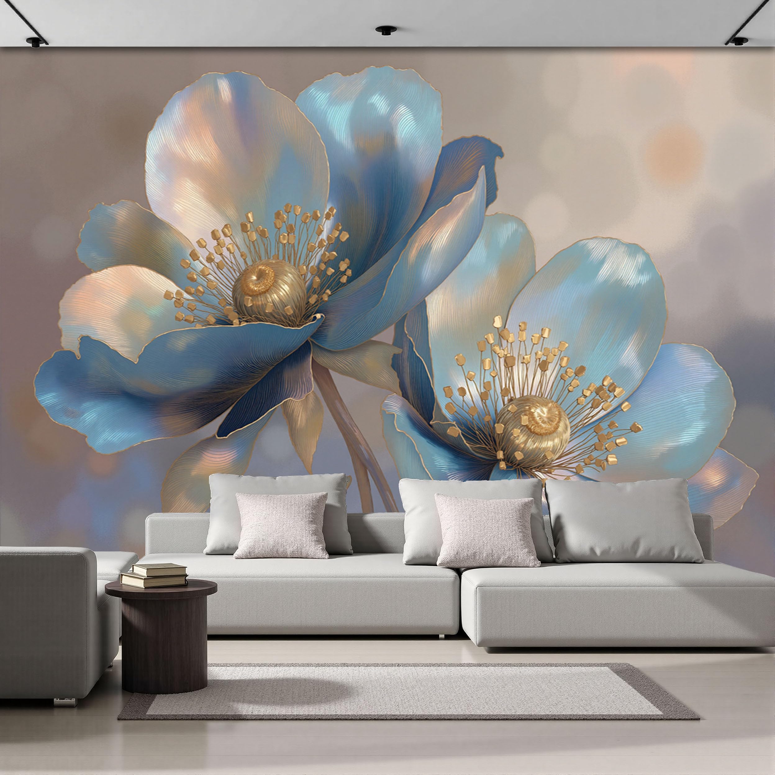 Papier Peint Panoramique 3D Moderne Fleur pour une Chambre d'Enfant Lumineuse