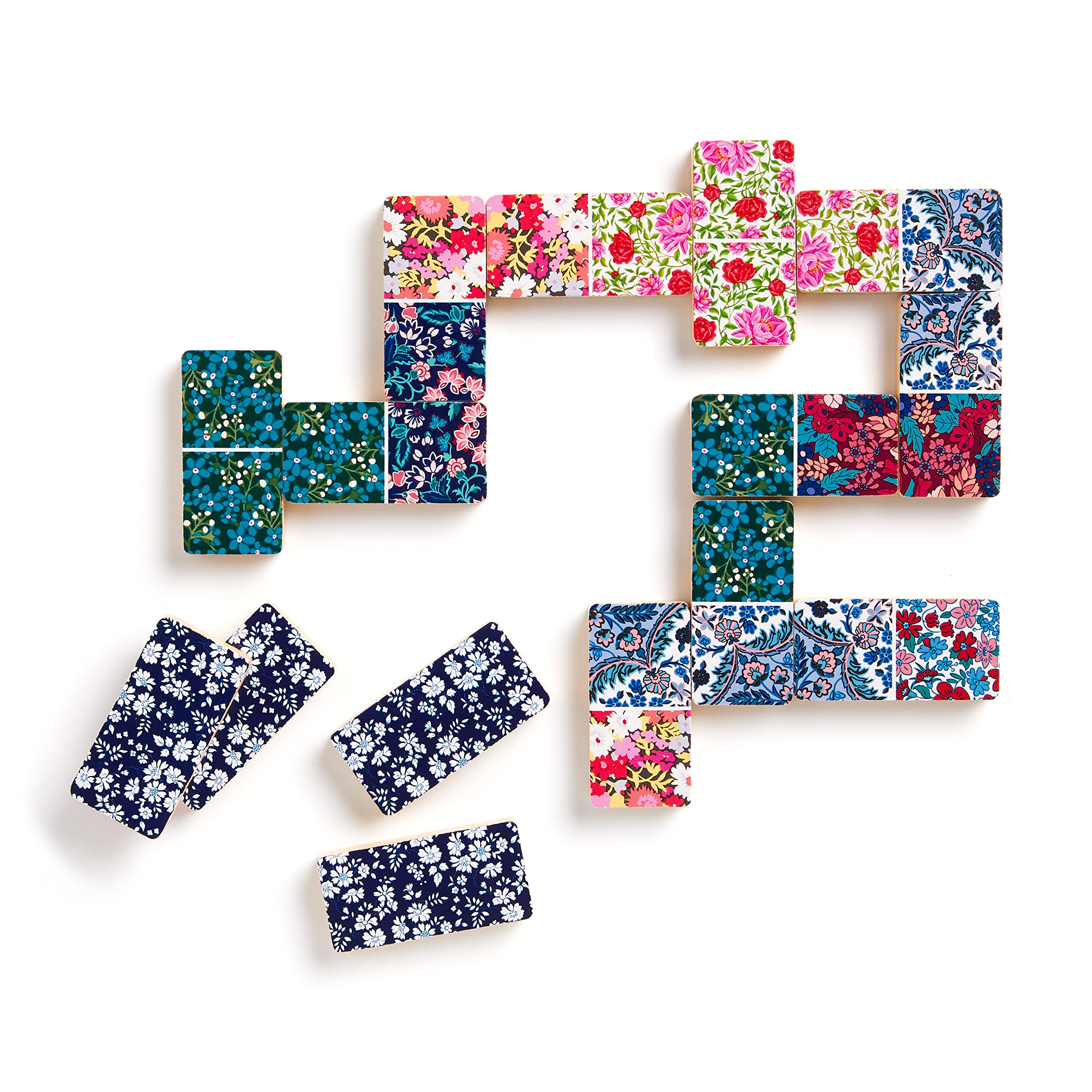 Liberty Floral Wood Domino Set, 9.42 x 3.54 x 1.85 inches - Image 4