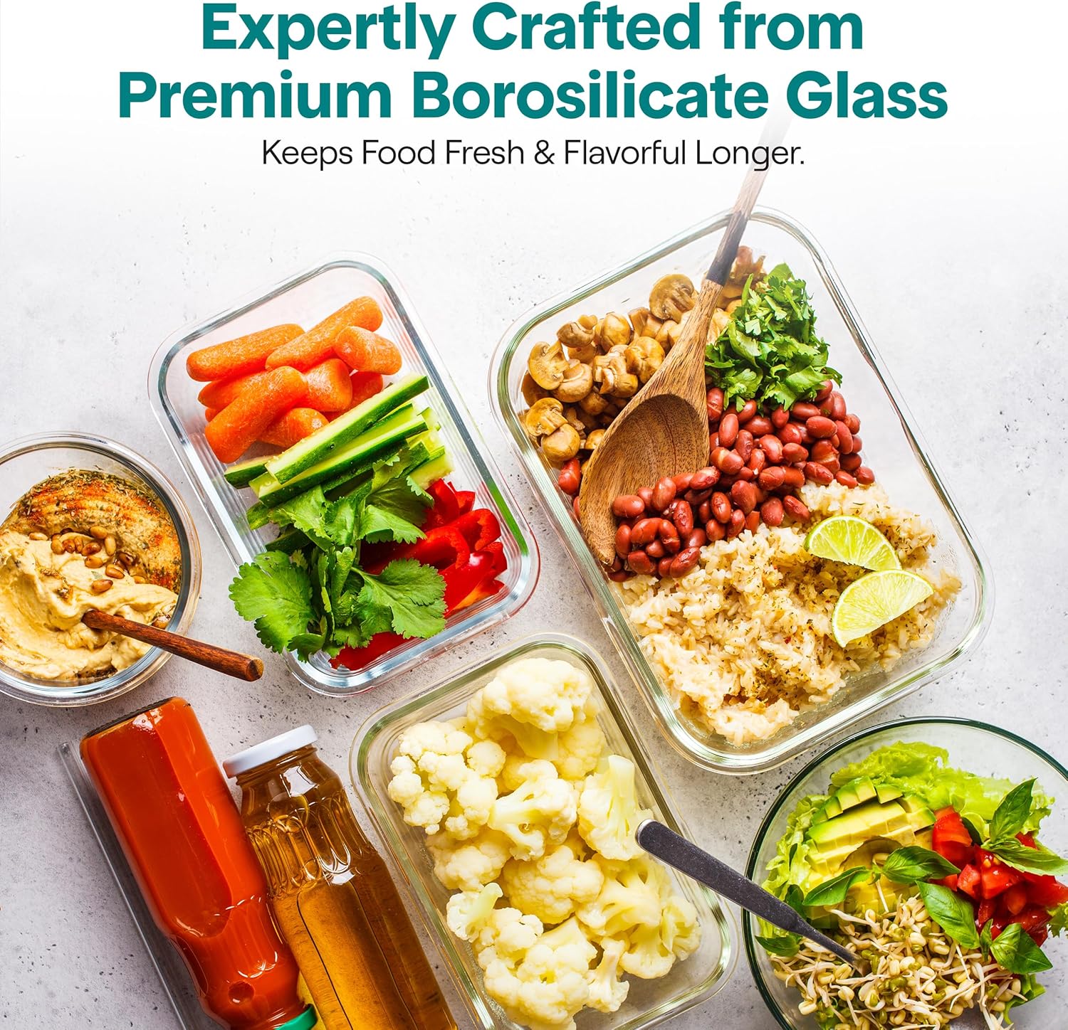 SereneLife 24 Piece Glass Storage Containers with Lids, 12 Pack Glass Meal Prep Container Set for Lunch, Kitchen Storage, Food Storage, Leak Proof, Freezer Safe and Dishwasher Safe, Blue