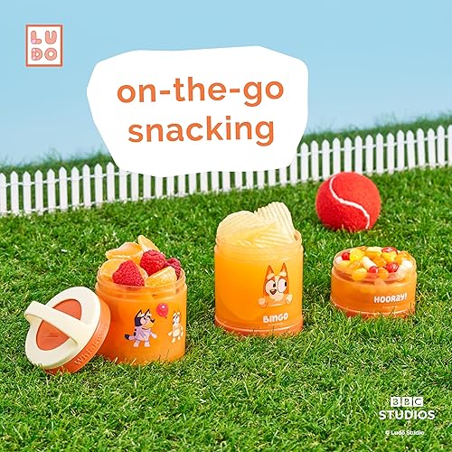 Miniatura 5 de Whiskware Bluey - Contenedores apilables para aperitivos para niños y niños pequeños, 3 tazas apilables para aperitivos para la escuela y viajes,