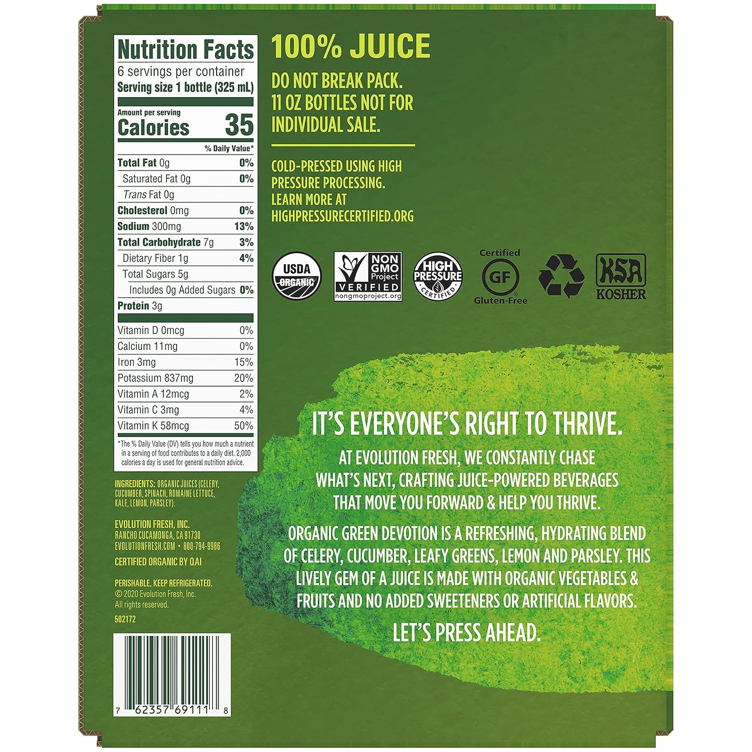 EVOLUTION FRESH Organic Green Devotion Multipack, 11 OZ