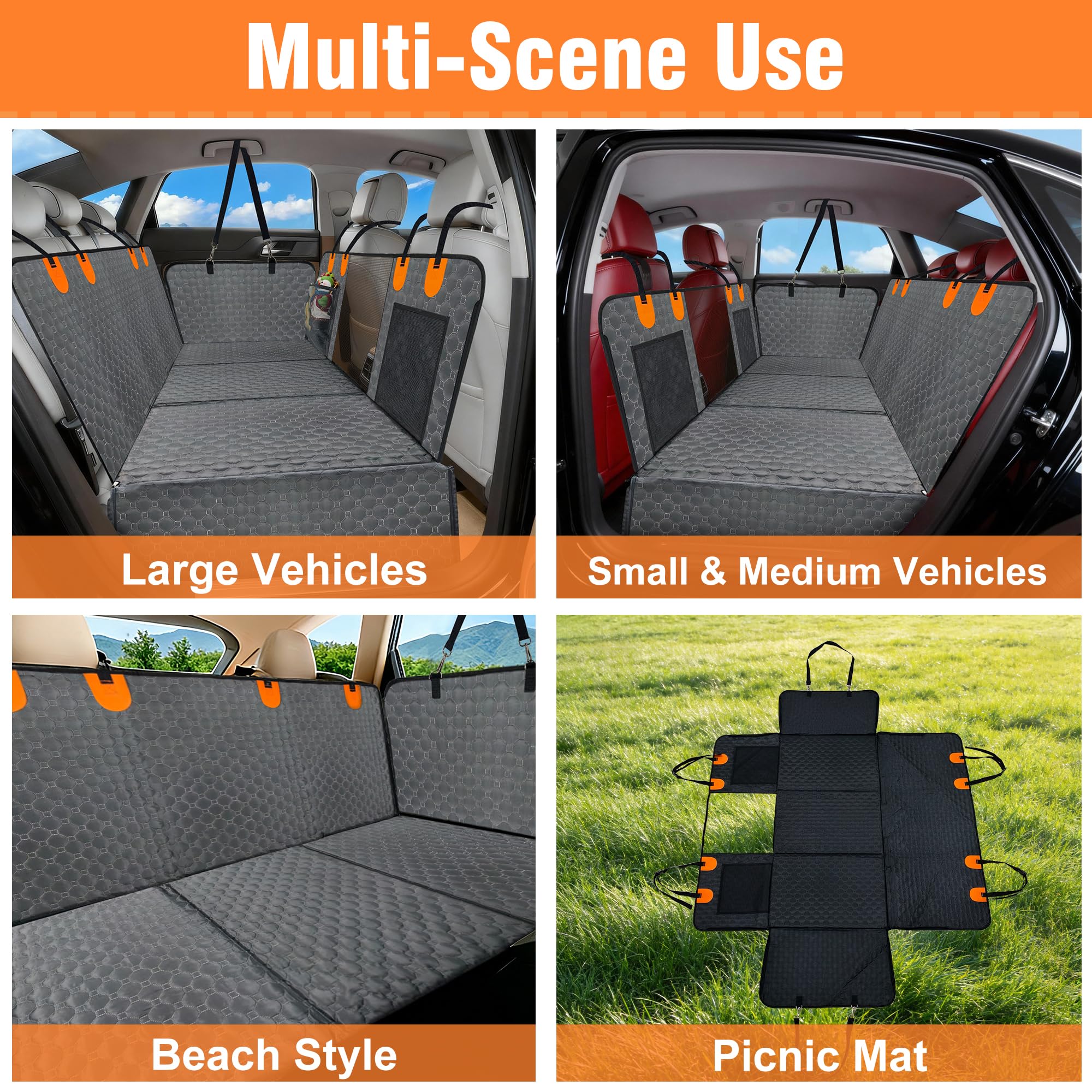 BingoPaw Funda Coche Perro Impermeable Antideslizante con Bolsillos 128x62.5x56cm