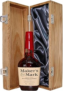 Makers Mark Bourbon Whisky presented in a Luxury Hinged Oak Wooden Box 700ml