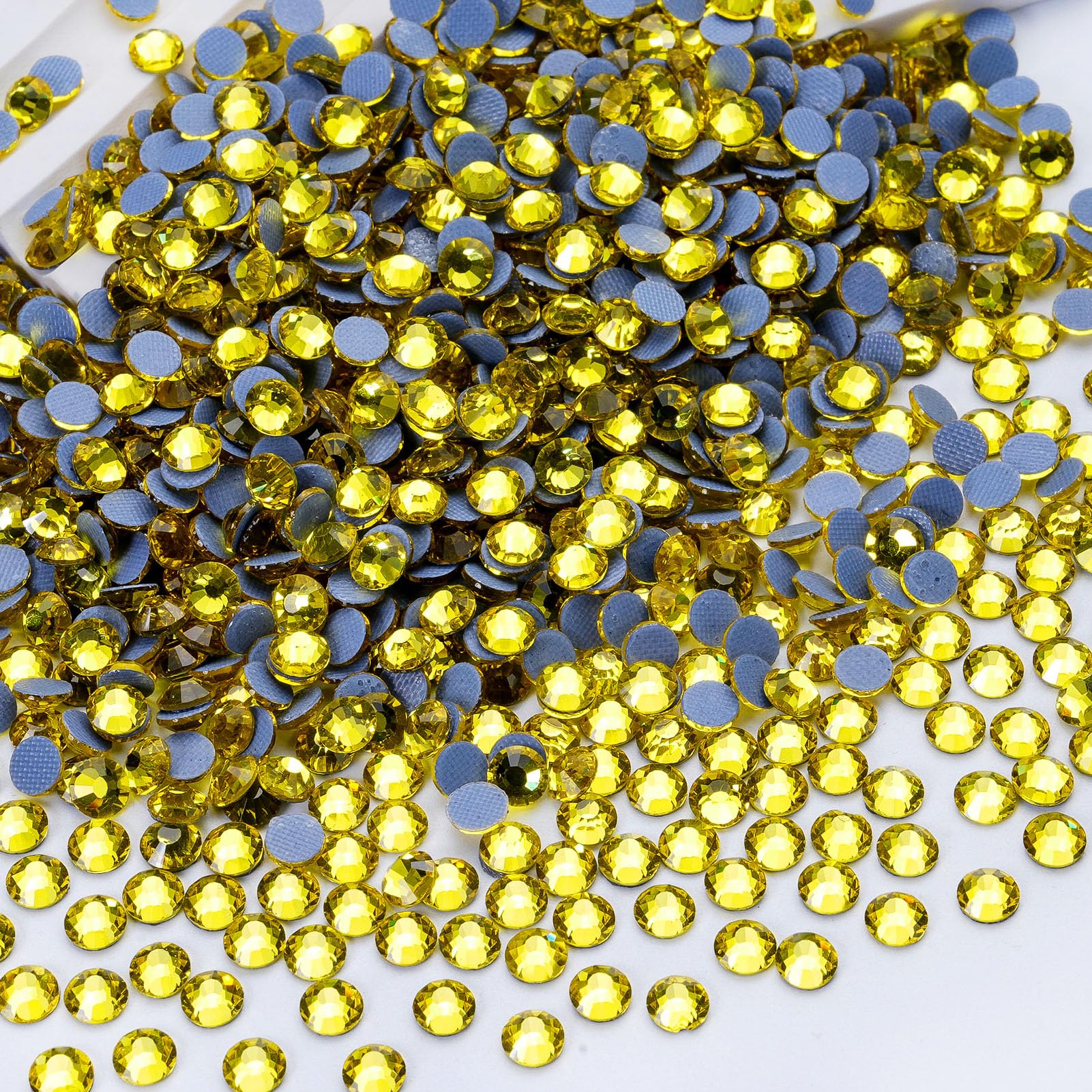 Hotfix Rhinestones Bulk, 14400PCS Citrine Hot Fix Rhinestones for Clothes DIY Decoration Crafts, Citrine, SS10, 2.7-2.9mm