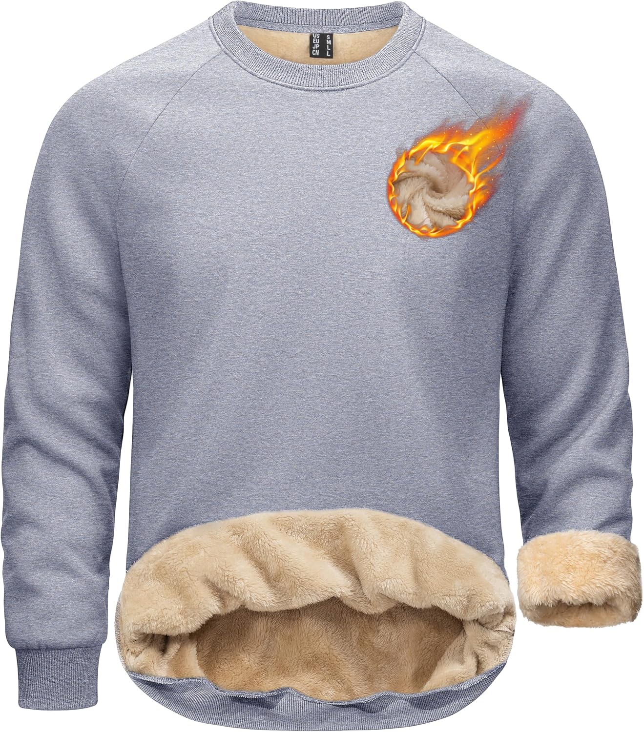 TACVASEN Mens Sherpa Lined Sweatshirts Winter Fleece Midweight Pullover Sweater Warm Crewneck Sweatshirt