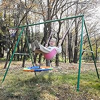 Vista 2 de Asiento de columpio rosa - Cadena resistente con revestimiento de plástico - Juego de accesorios de repuesto para columpio de parque infantil, juego