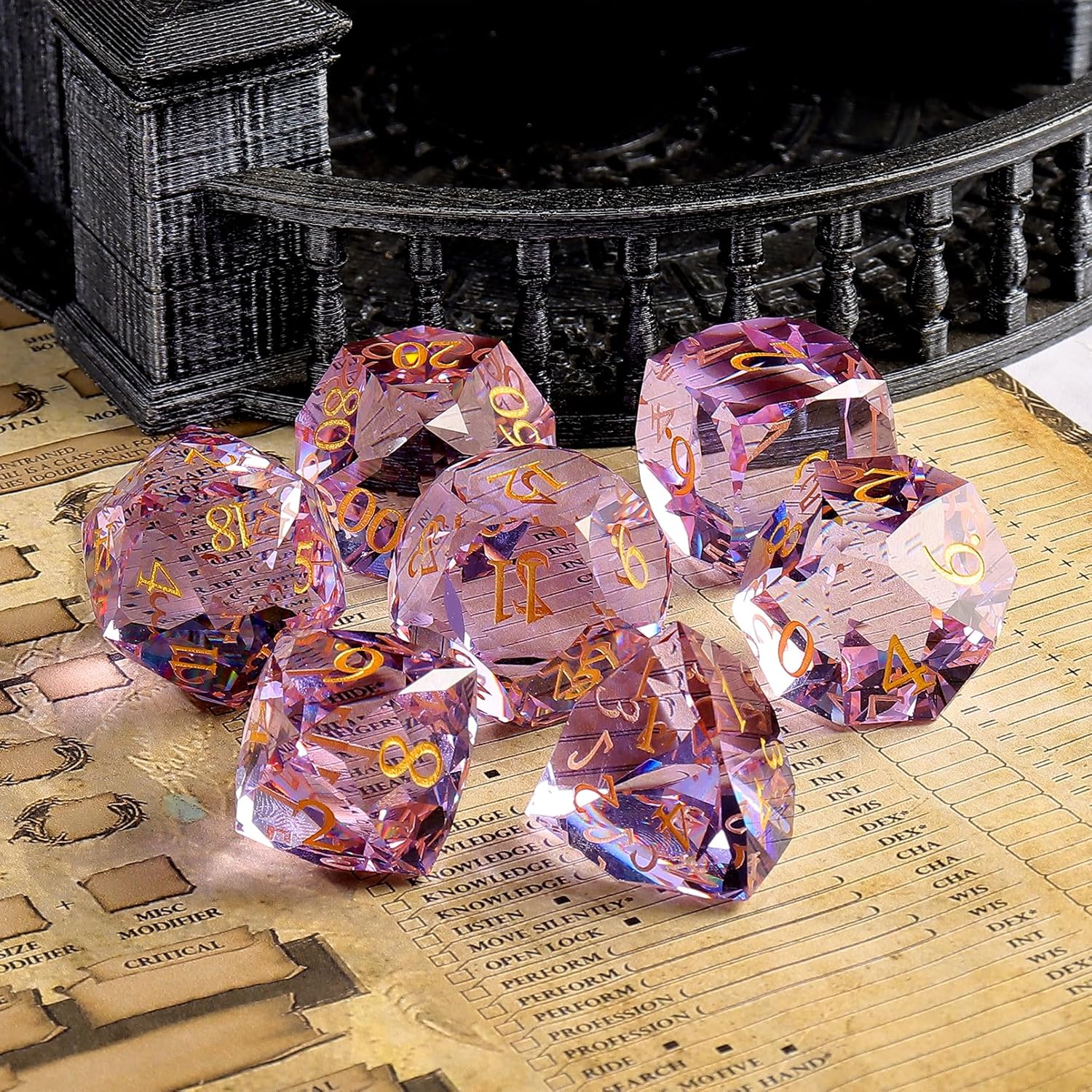 7-Piece Diamond Cut Dice Set for Dungeons and Dragons (D&D) | RPG & Tabletop Games | Premium Gift Box & Durable Design