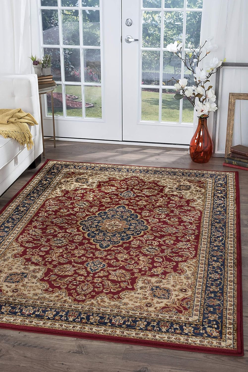 Kirsten Traditional Oriental Red Rectangle Area Rug, 8' x