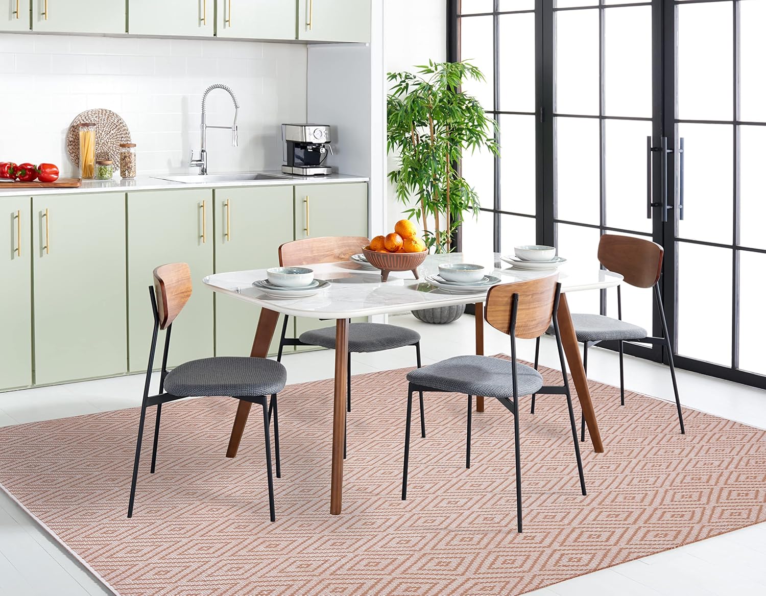 SAFAVIEH Montauk Collection Area Rug - 5' x 7', Beige & Ivory, Handmade Trellis Cotton, Ideal for High Traffic Areas in Living Room, Bedroom (MTK811E)