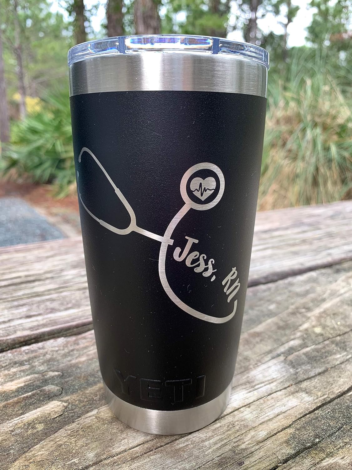 Stethoscope Design w/Custom Name Engraved yeti Stainless Steel Travel Mug - NOT A STICKER! - Image 2