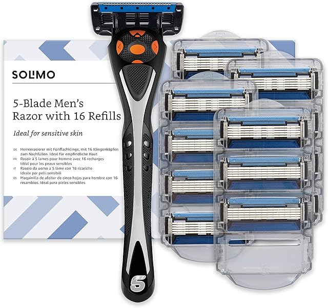 Amazon Brand - Solimo Male 5 Blade Men's Razor With 16 Refills