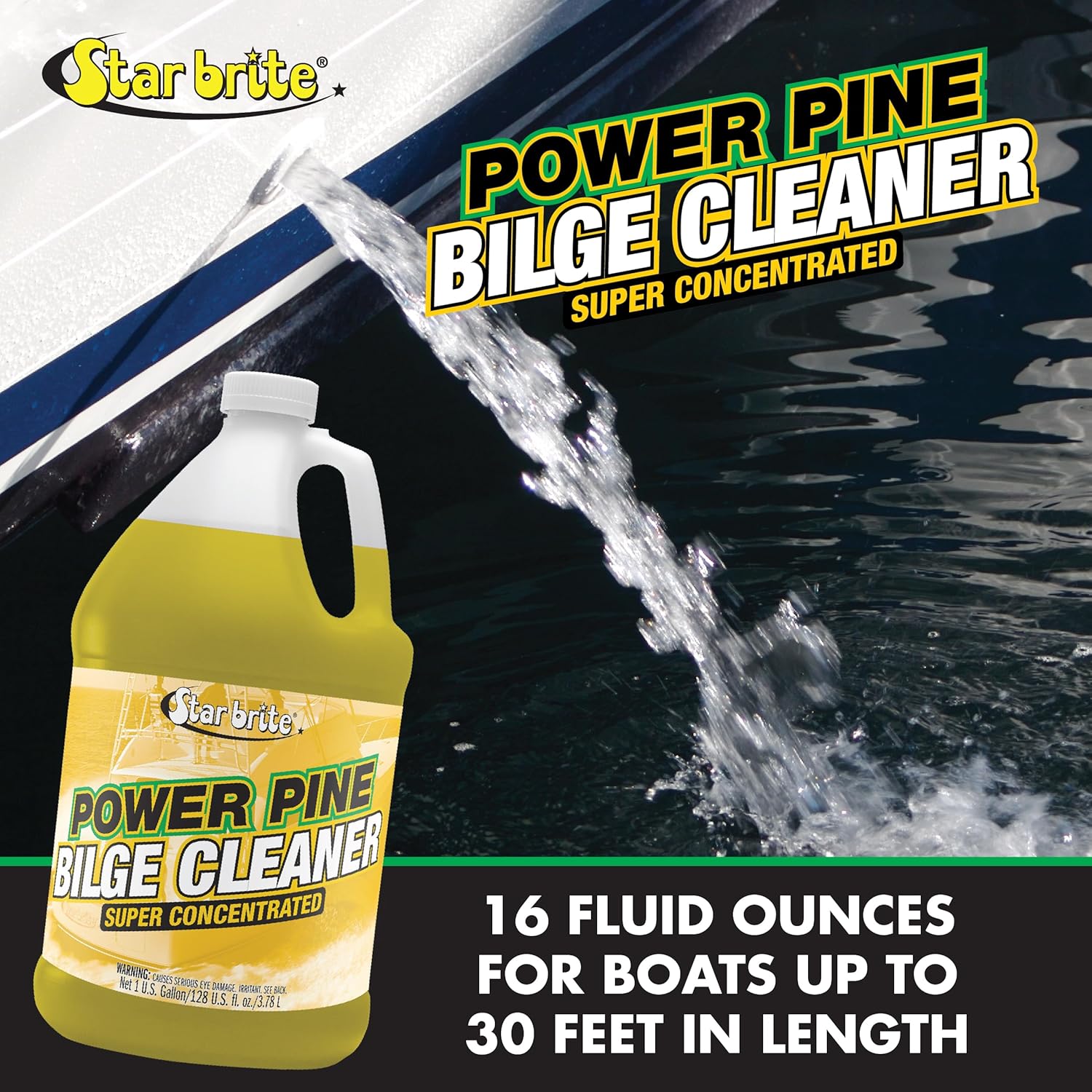 Star Brite Power Pine Bilge Cleaner Concentrate - Simple & Easy to Use - Pour in, Run Boat, Pump Out - Emulsifies Oil, Fuel & Leaves Bilge Clean with a Fresh Pine Scent