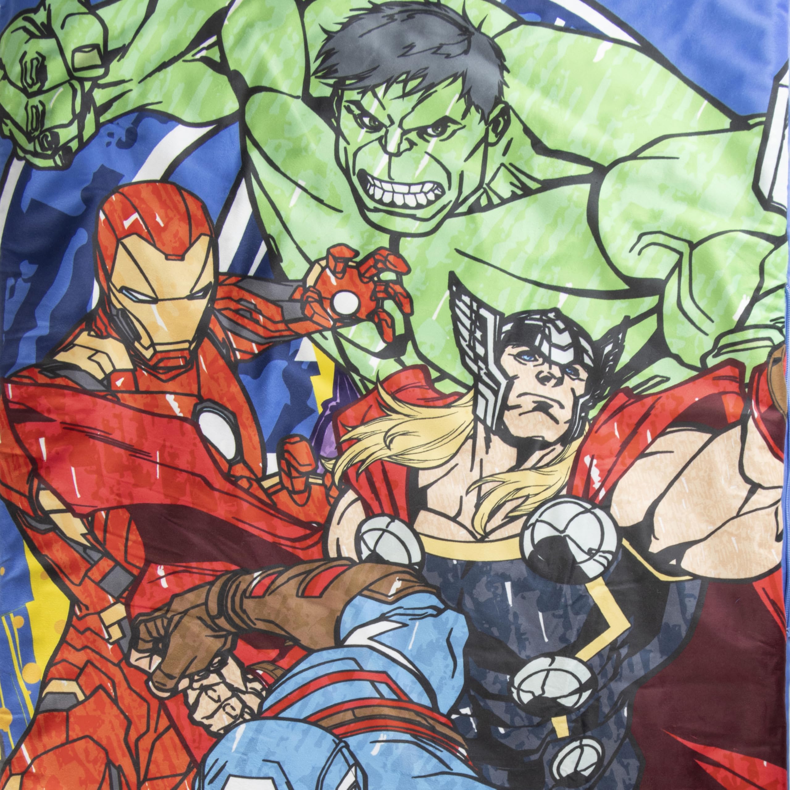 Set de 2 con Almohada y Manta de Los Vengadores Marvel, Saco de Dormir Infantil con Bolsa y Almohada, para Fiestas de Pijamas, Viajes y acampadas