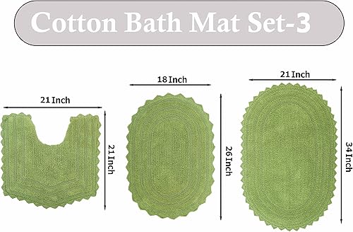 Miniatura 2 de Royal Blaze Juego de 2 tapetes de baño reversibles de ganchillo verde salvia, 100% algodón, para baño, 17 x 24 pulgadas, 17 x 24 pulgadas