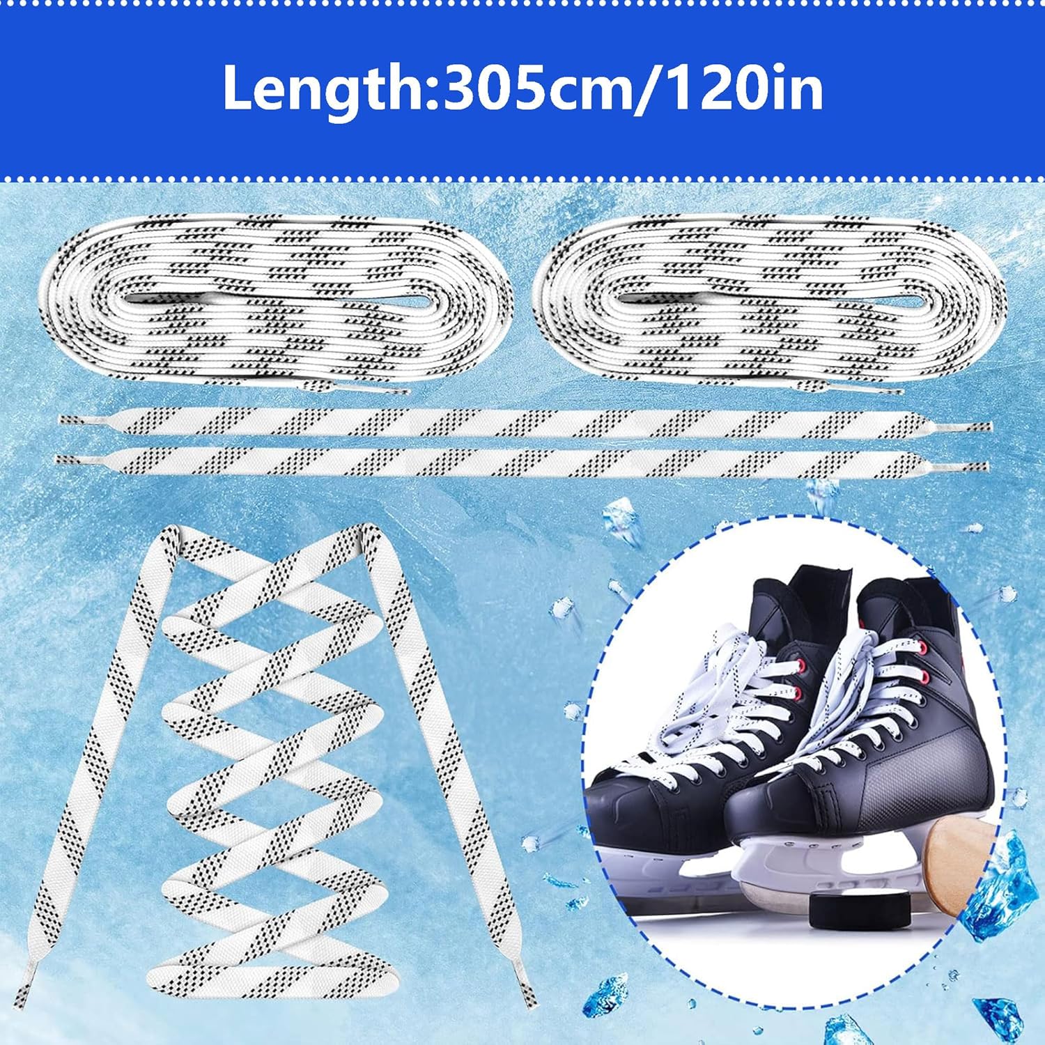 Lacets De Patins De Hockey Sur Glace Professionnels, 2 Paires De Lacets De Hockey Ciru00e9s U00e9troitement