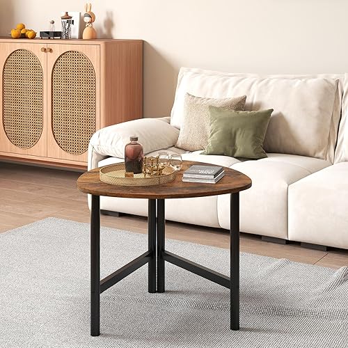 Miniatura 8 de Giantex Mesa auxiliar triangular, mesa auxiliar de madera con patas de metal, mesas decorativas para sofá, mesa de centro pequeña para sala de