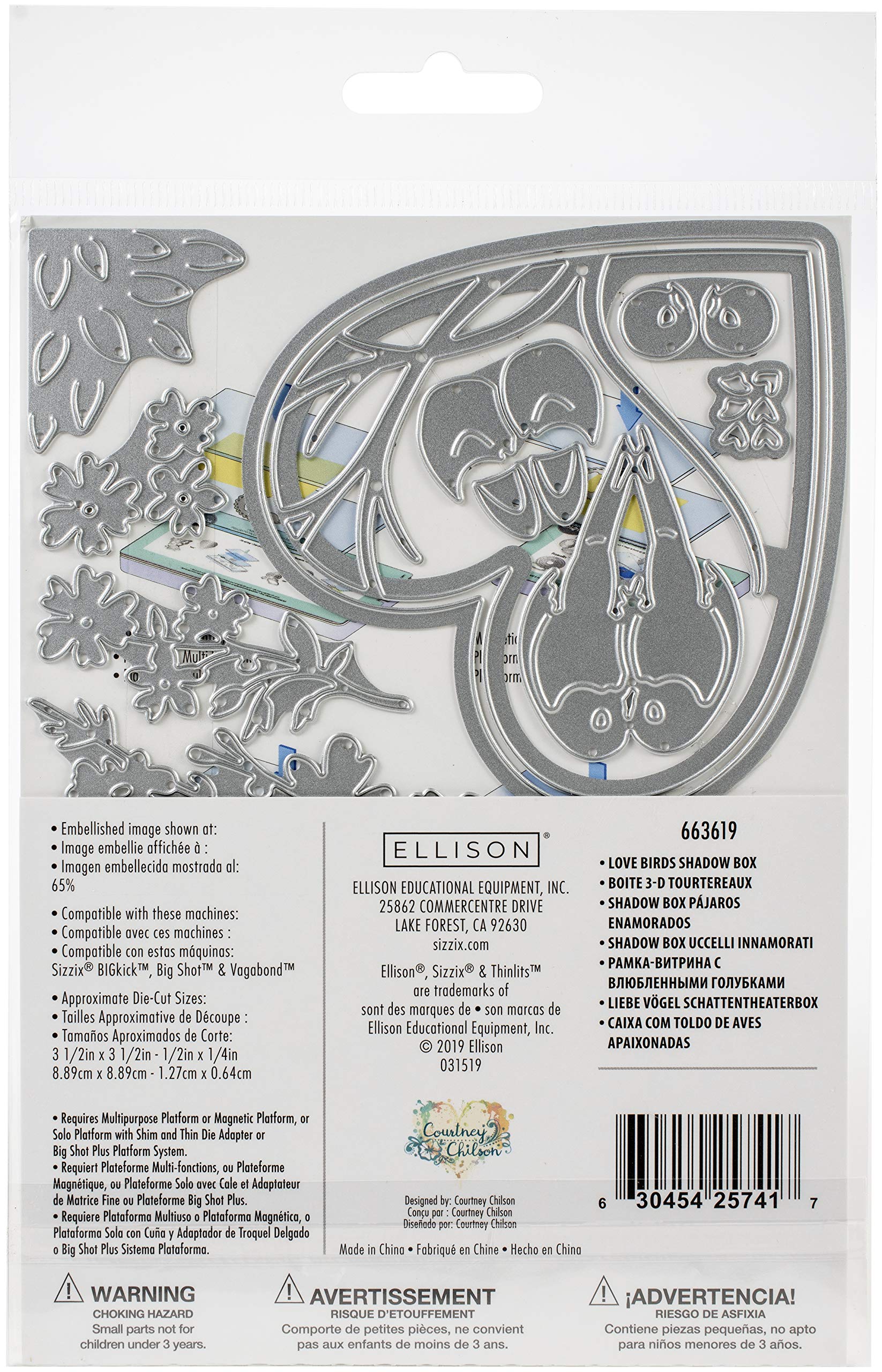 Sizzix Set di Fustelle Thinls 663619 20 pz Shadow Box Uccelli