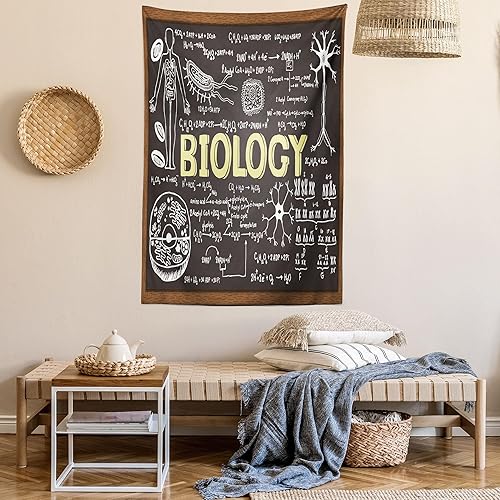 Miniatura 6 de Ambesonne Tapiz de ciencia, pizarra negra de biología escrita a mano, decoración de tela para colgar en la pared para dormitorio, sala de estar,