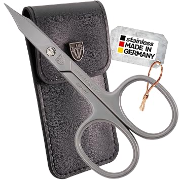 3 Swords Germany - brand quality STAINLESS STEEL INOX CURVED COMBINED CUTICLE & NAIL SCISSORS 1 PIECE with case for manicure pedicure - nail care by 3 Swords - Made in Germany