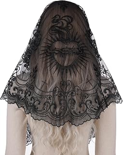 Catholic Lace Mantilla Veil for Women, Virgin Mary Triangle Chapel Head Covering for Church Prayer