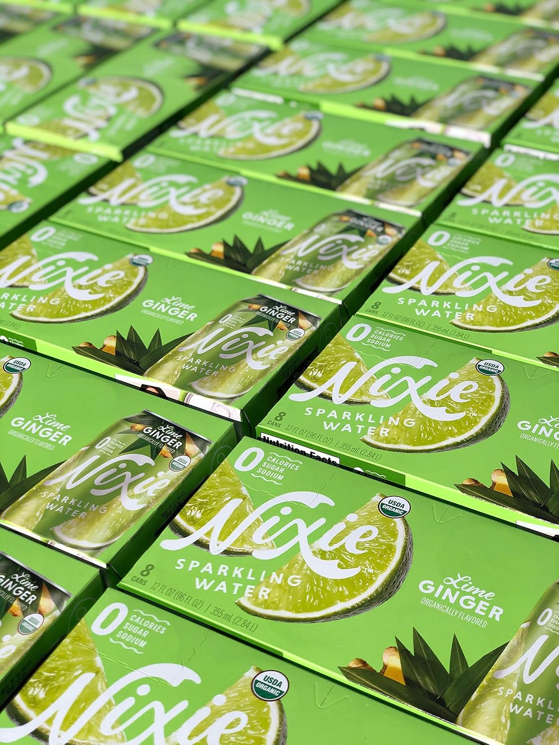 Nixie Sparkling Water, Lime Ginger | 12 fl oz cans, 24 pack | Organic, Vegan, Non-GMO, Gluten Free, 0 Calories, 0 Sugar, 0 Sodium
