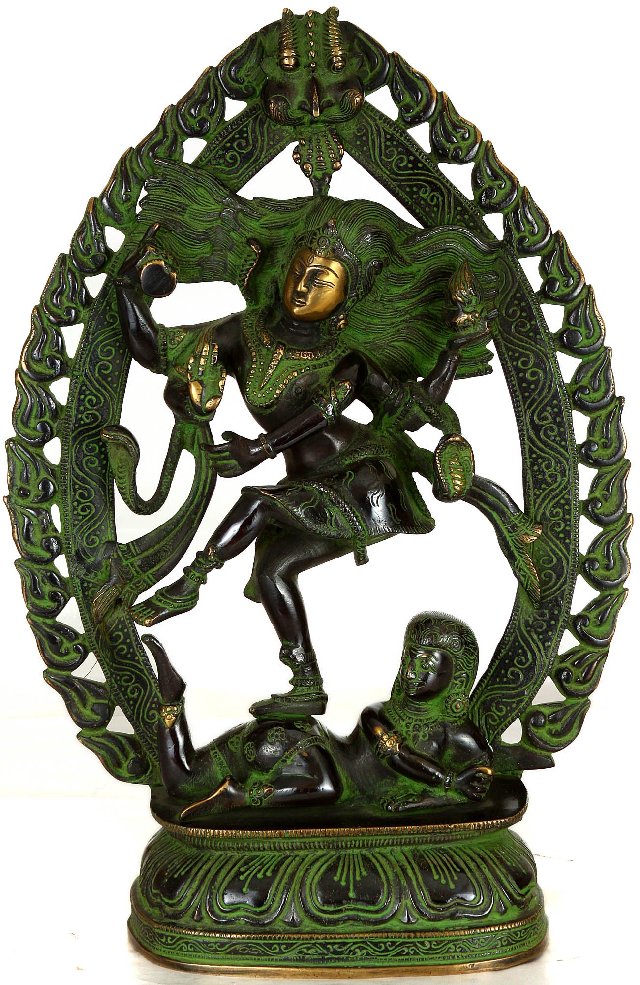 Statue de Shiva dansant 40cm Exotic India noir vert - Sculpture indienne décoration maison