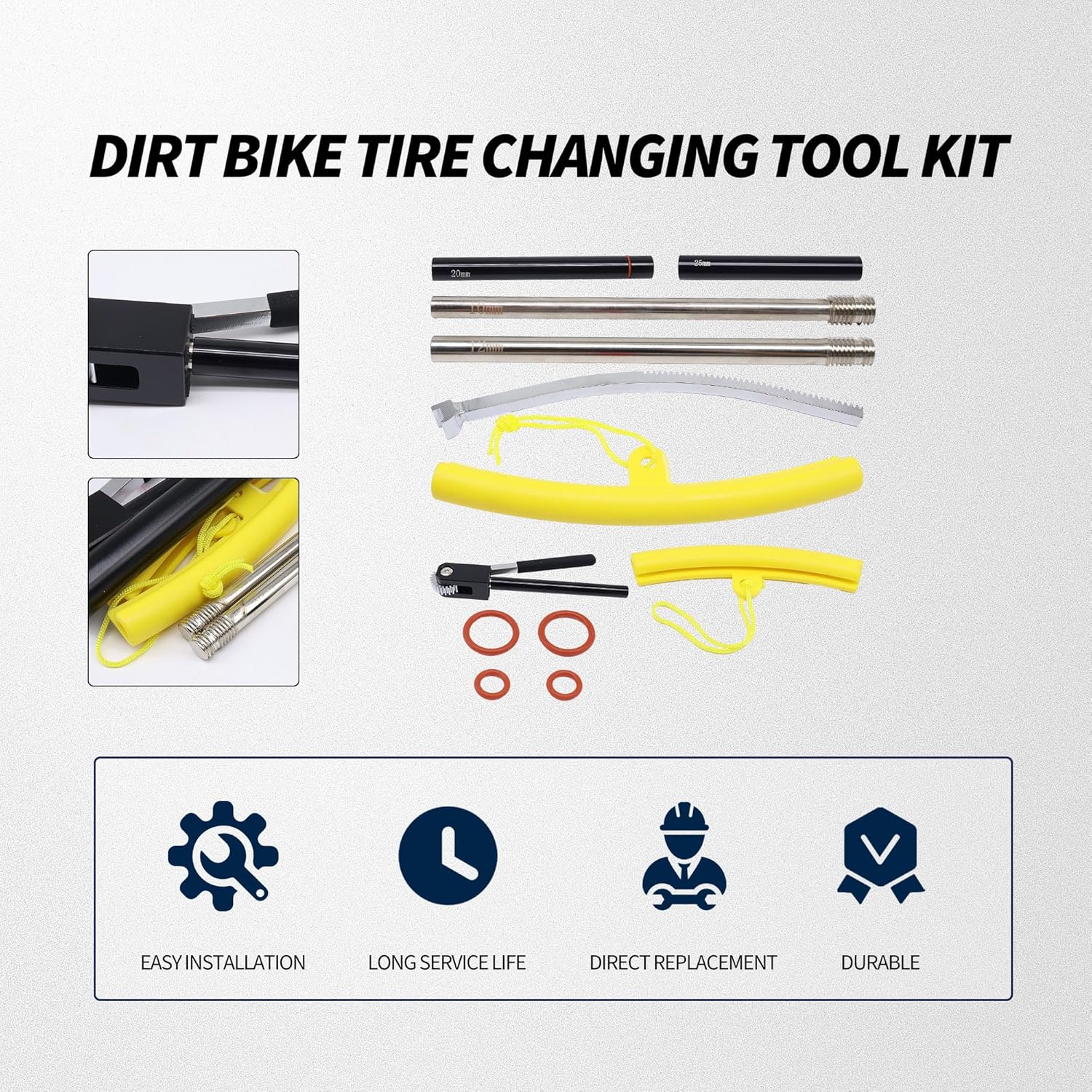 HiSport Dirt Bike Tire Changing Tool Kit - Tire Changer for 16''-21'' Wheels, Comes with 10/12/15/17/20/25mm Axles